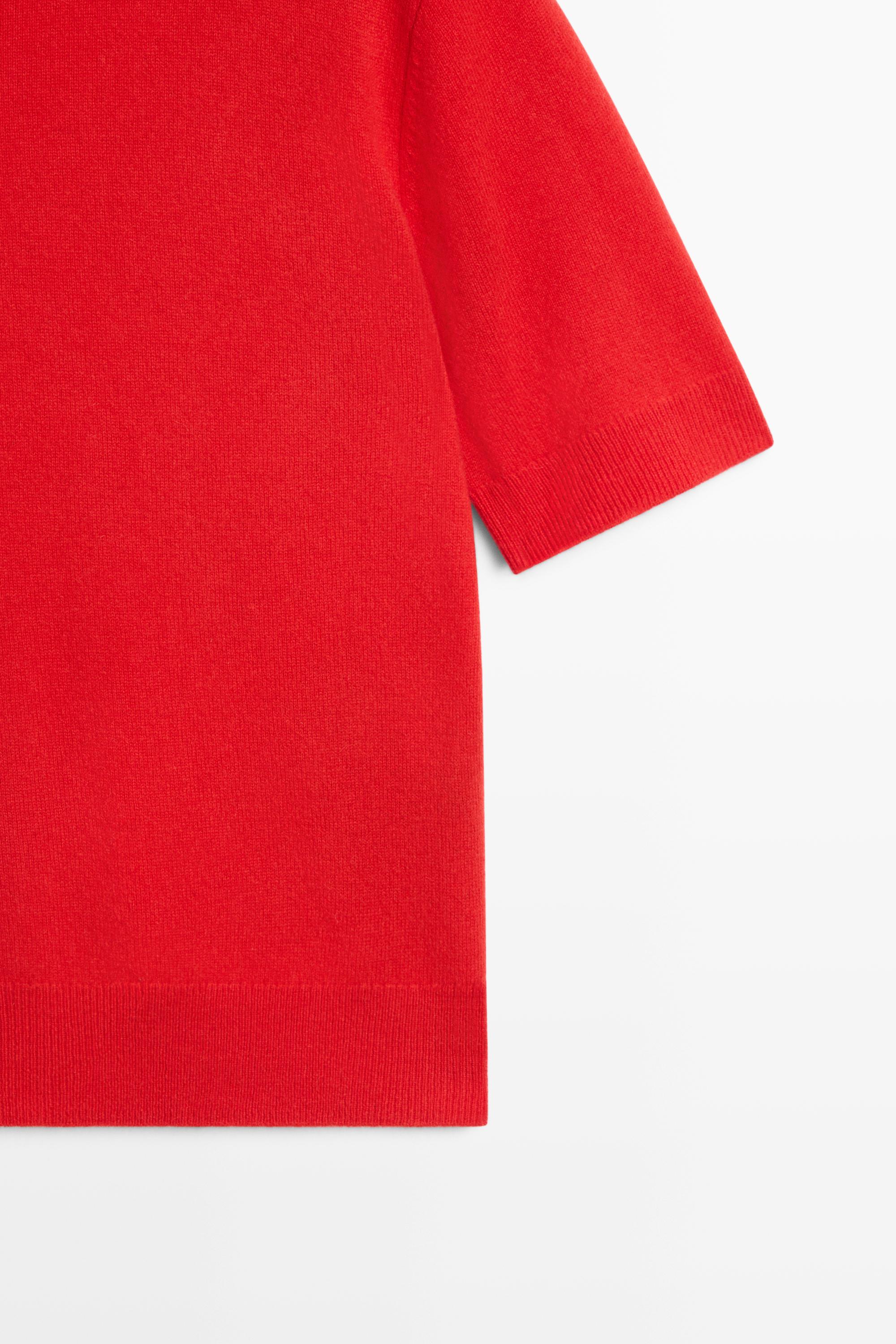 Short sleeve wool blend knit sweater - RED