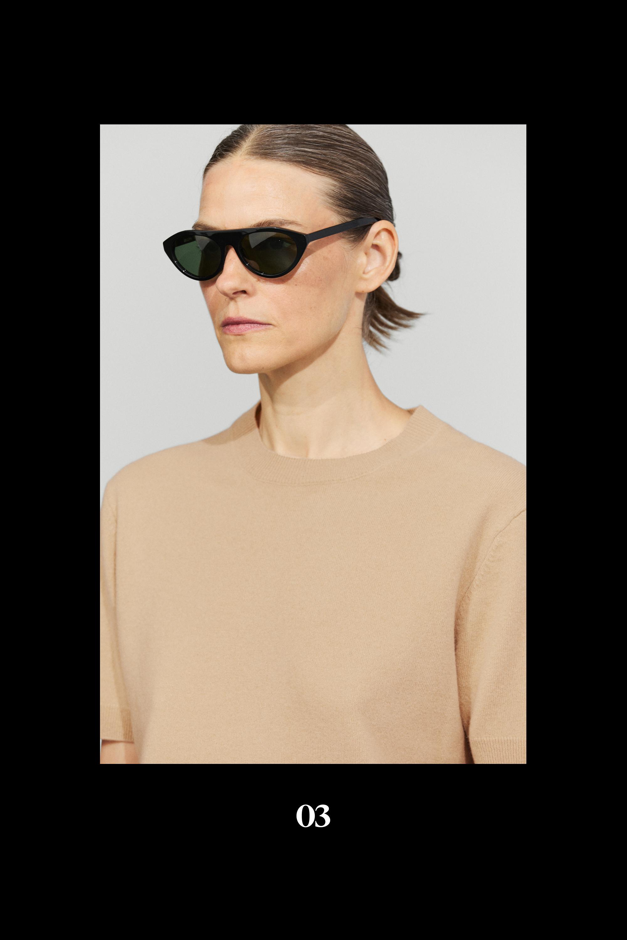 Short sleeve wool blend knit sweater - CAMEL
