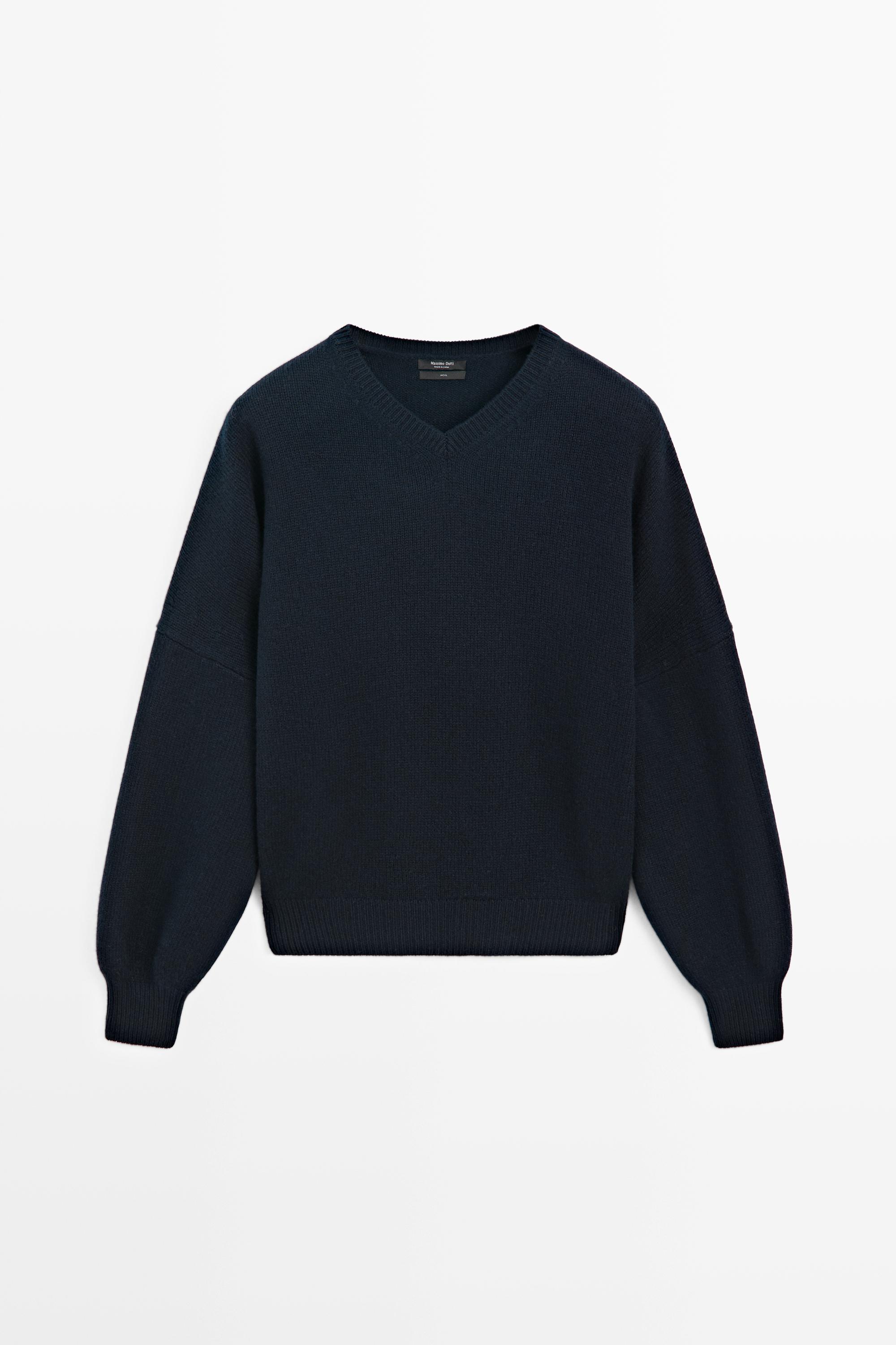 100% wool oversize knit sweater - Dark Blue
