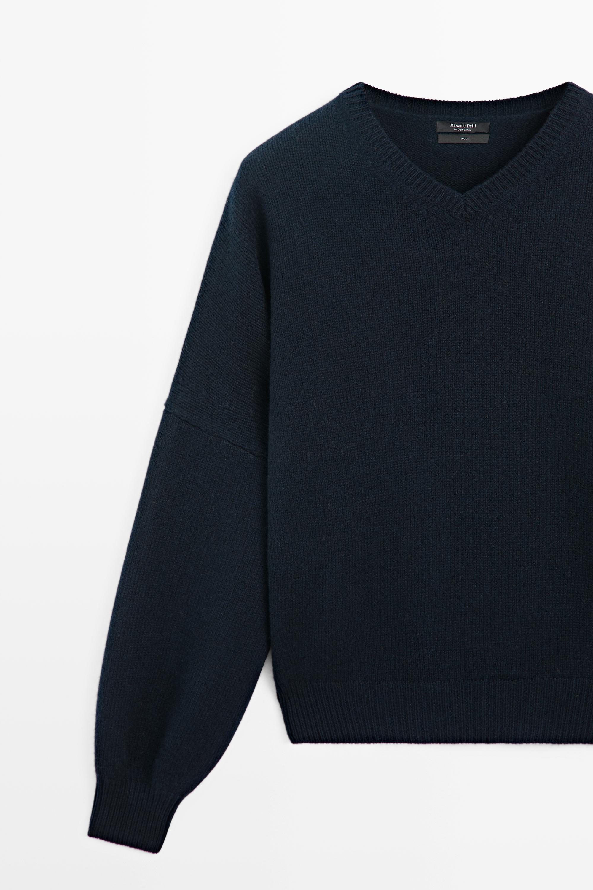 100% wool oversize knit sweater - Dark Blue
