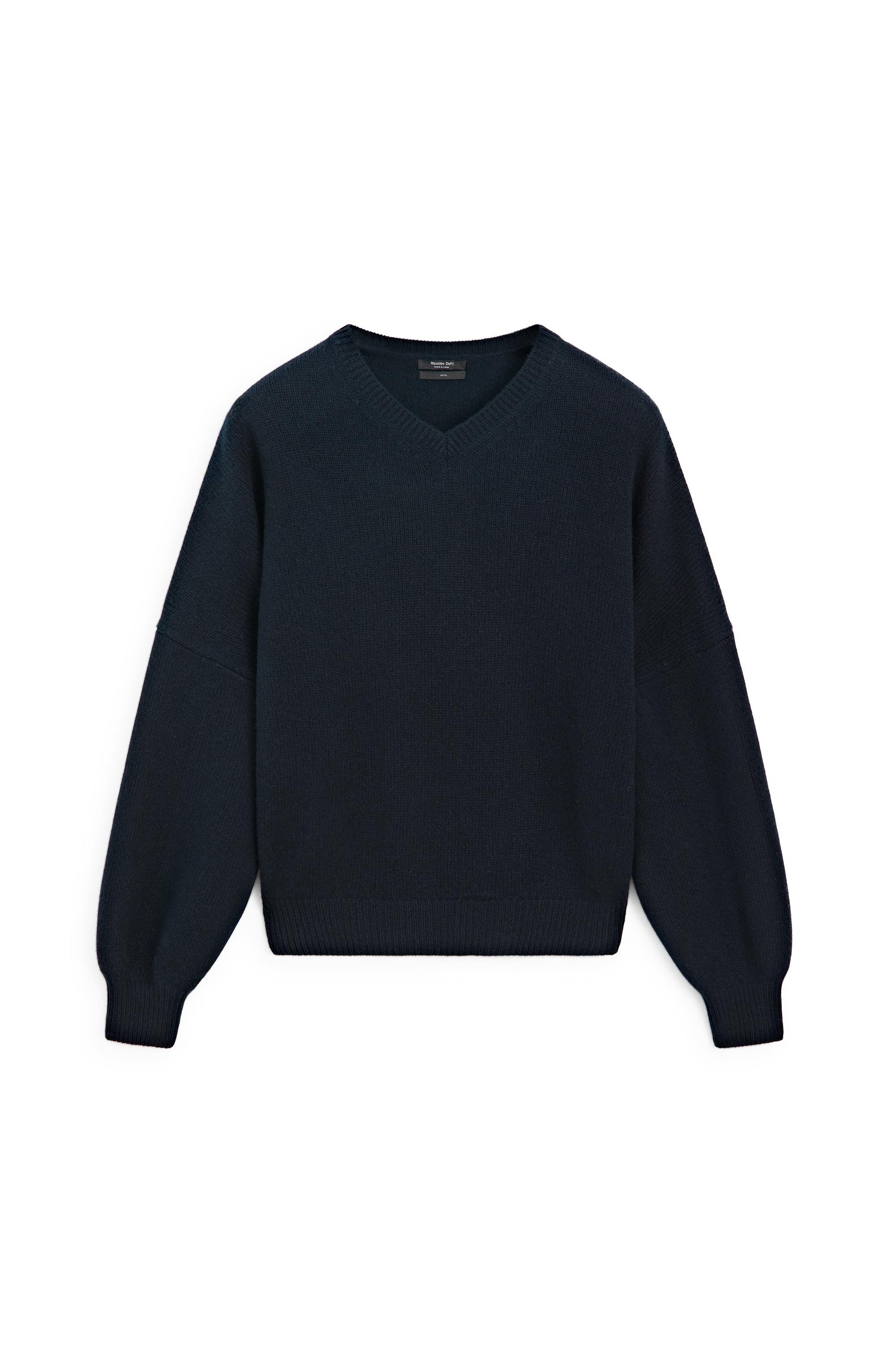 100% wool oversize knit sweater - Dark Blue