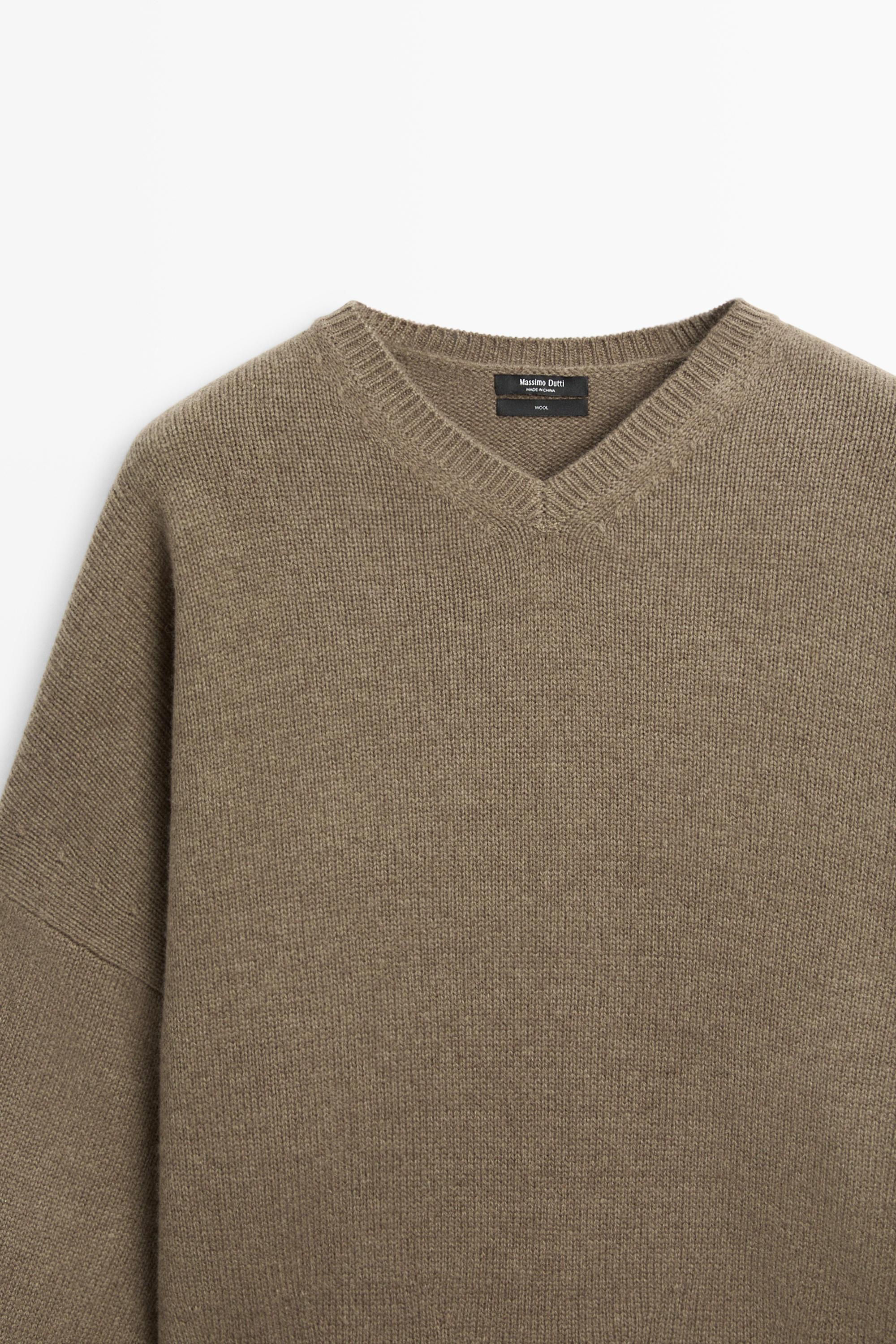 100% wool oversize knit sweater - BEIGE