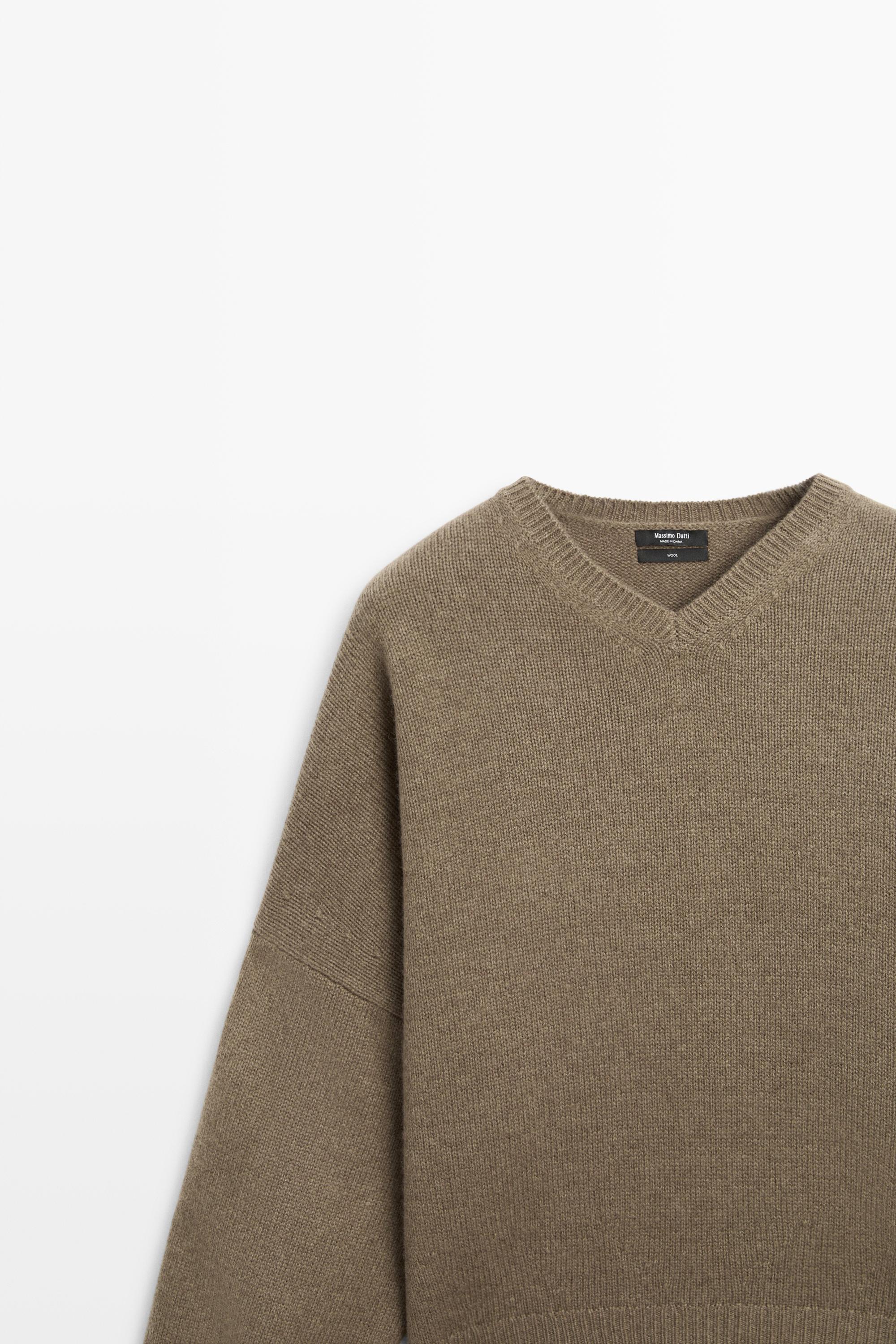 100% wool oversize knit sweater - BEIGE