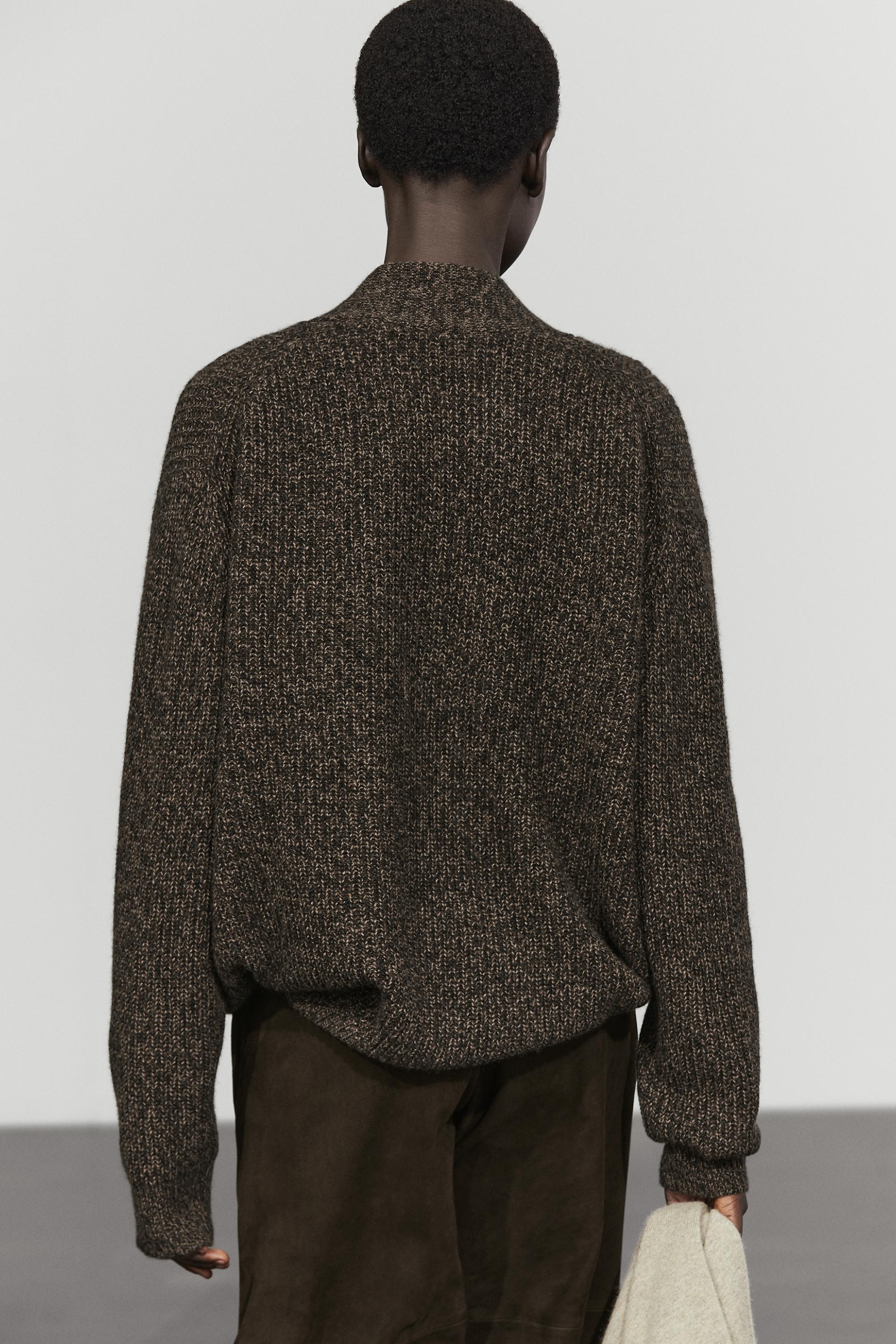 100% cashmere V-neck knit cardigan - MOLE BROWN