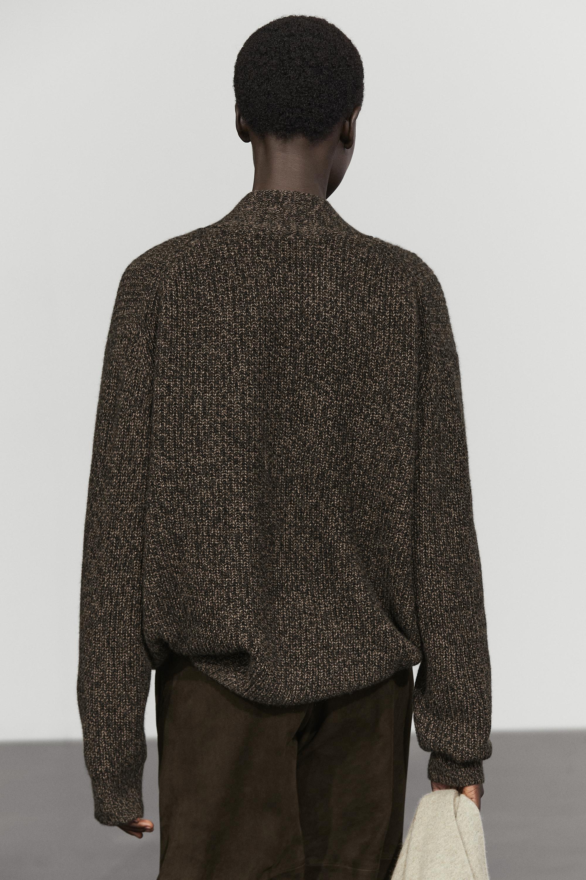 100% cashmere V-neck knit cardigan - MOLE BROWN