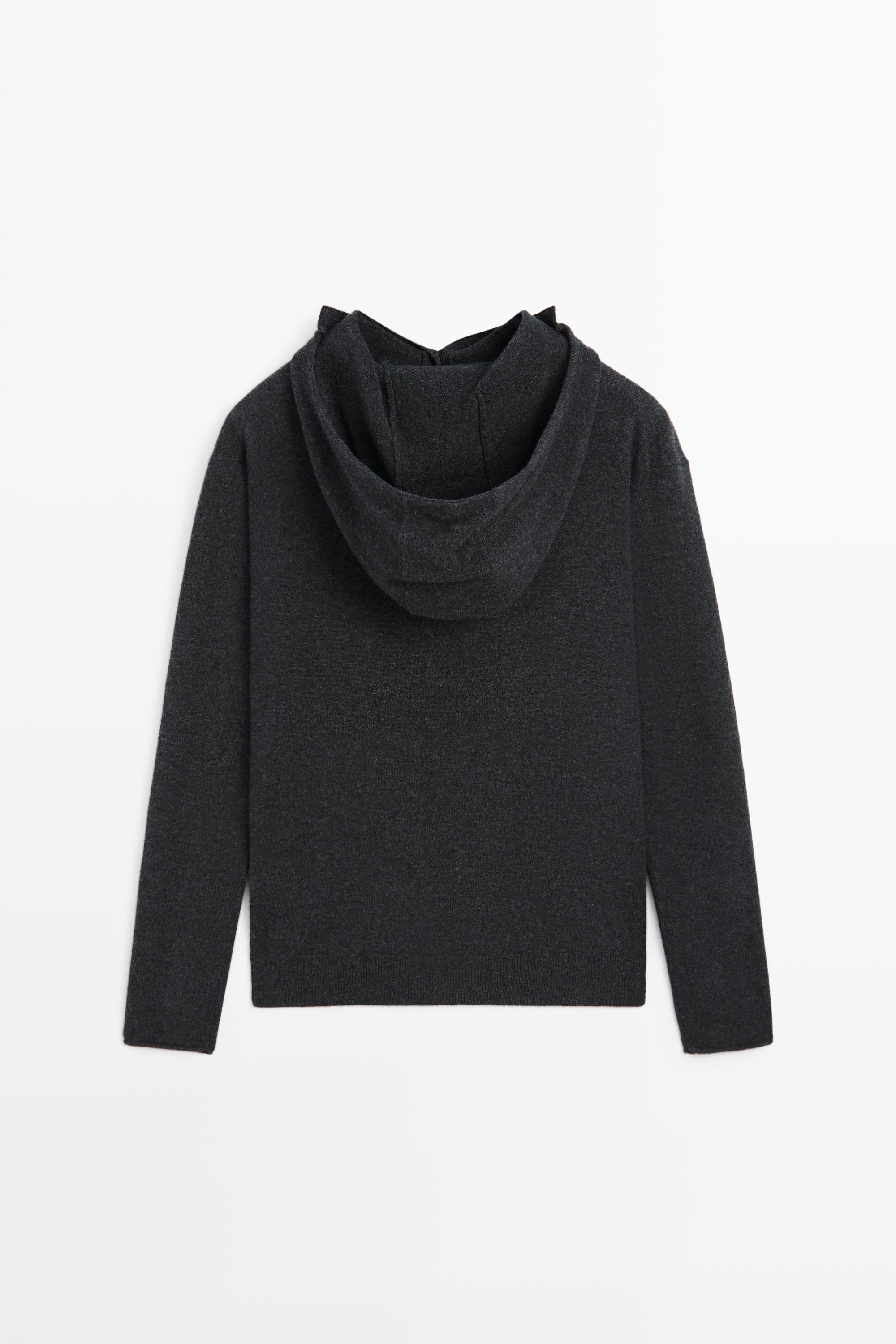 Hooded knit sweater with button detail - ANTHRACITE GREY