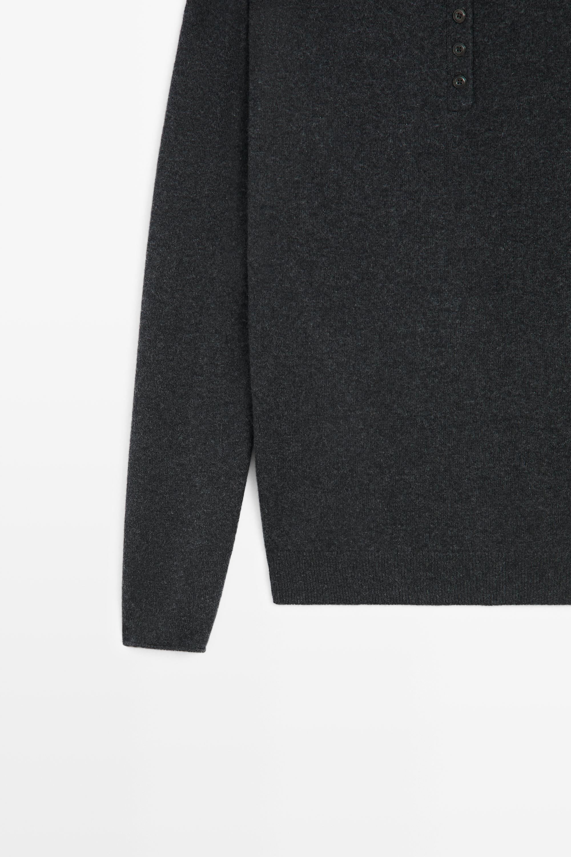Hooded knit sweater with button detail - ANTHRACITE GREY