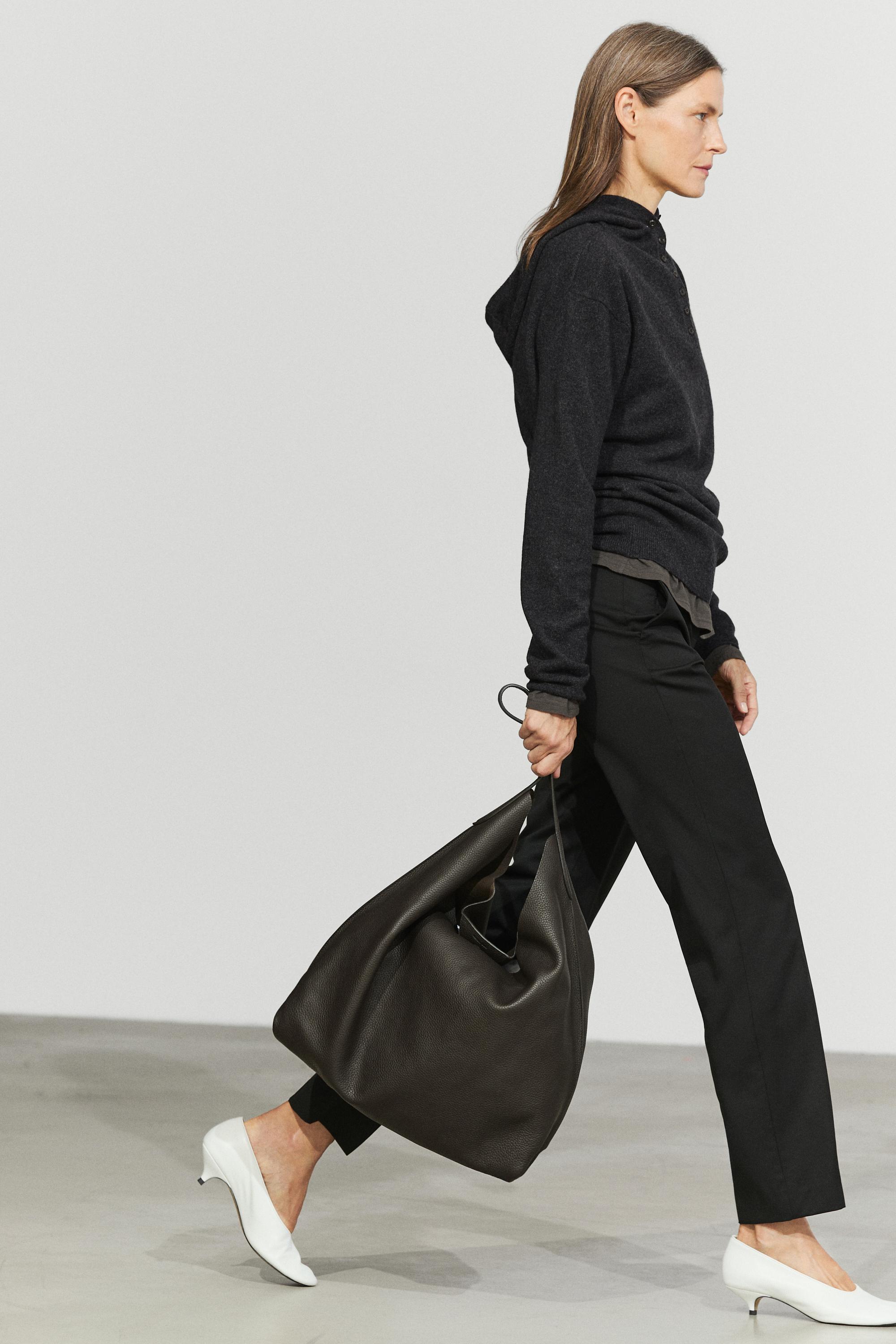 100% cool wool straight fit trousers - BLACK