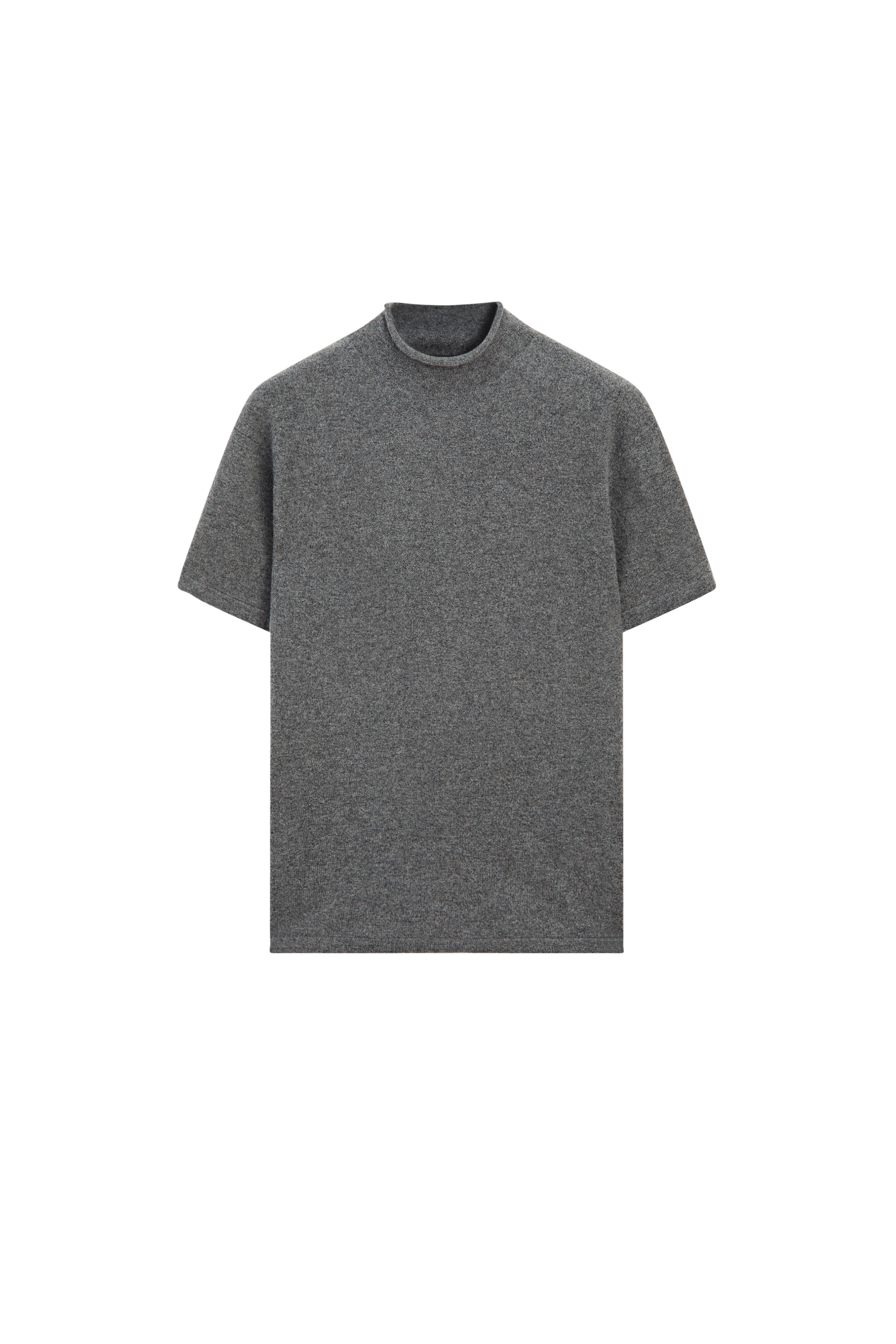Wool-blend knit mock neck sweater - MEDIUM GREY
