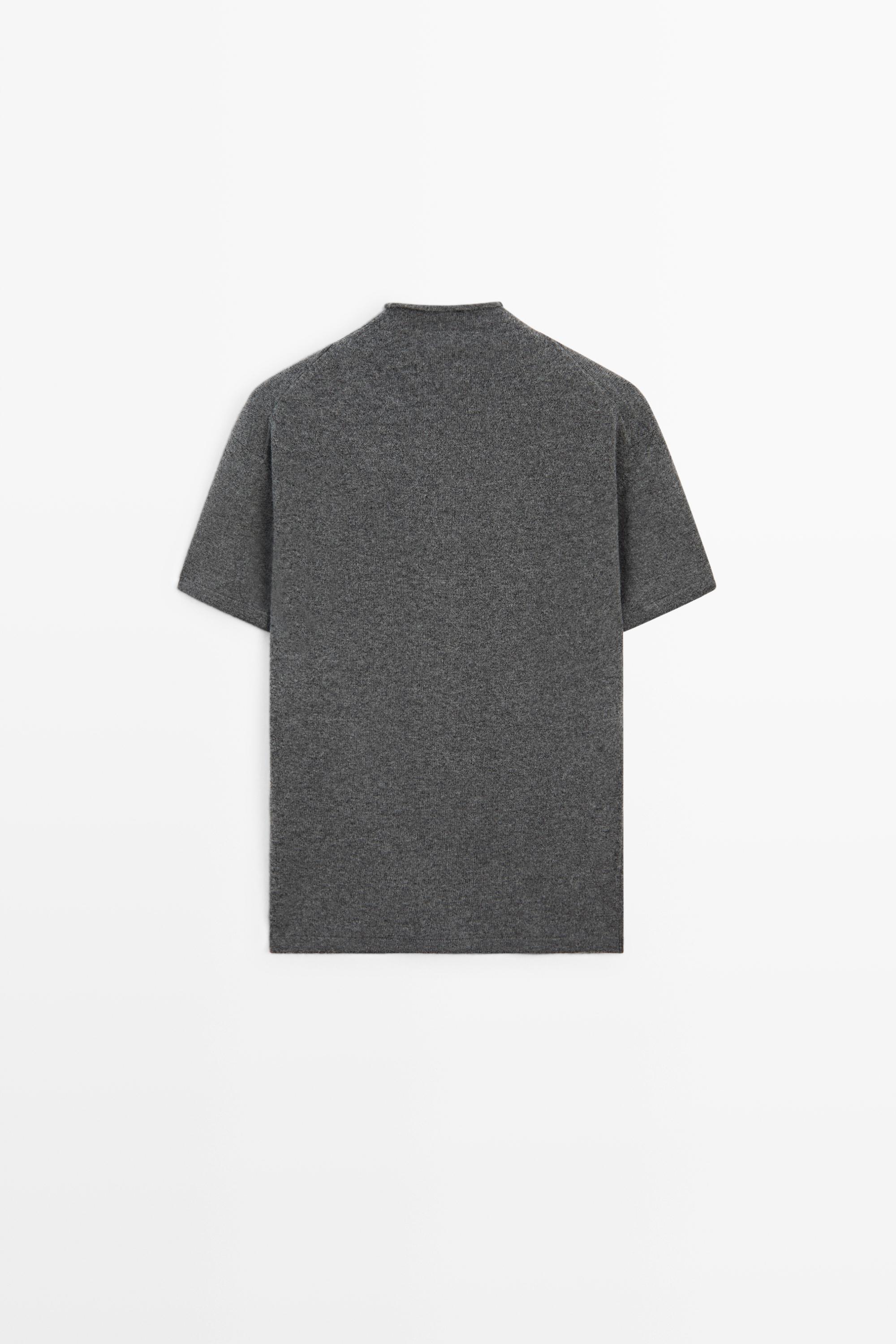 Wool-blend knit mock neck sweater - MEDIUM GREY
