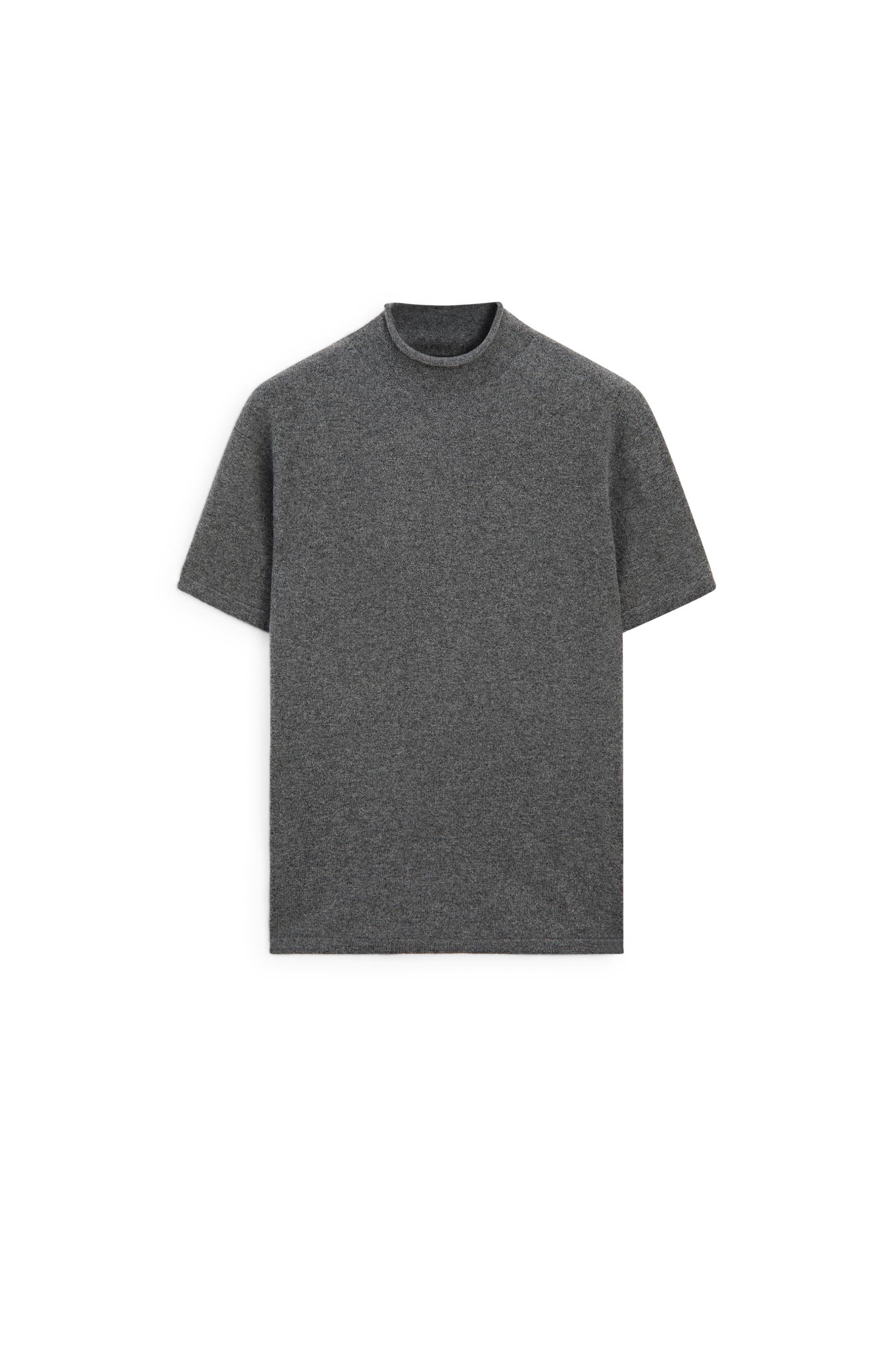 Wool-blend knit mock neck sweater - MEDIUM GREY