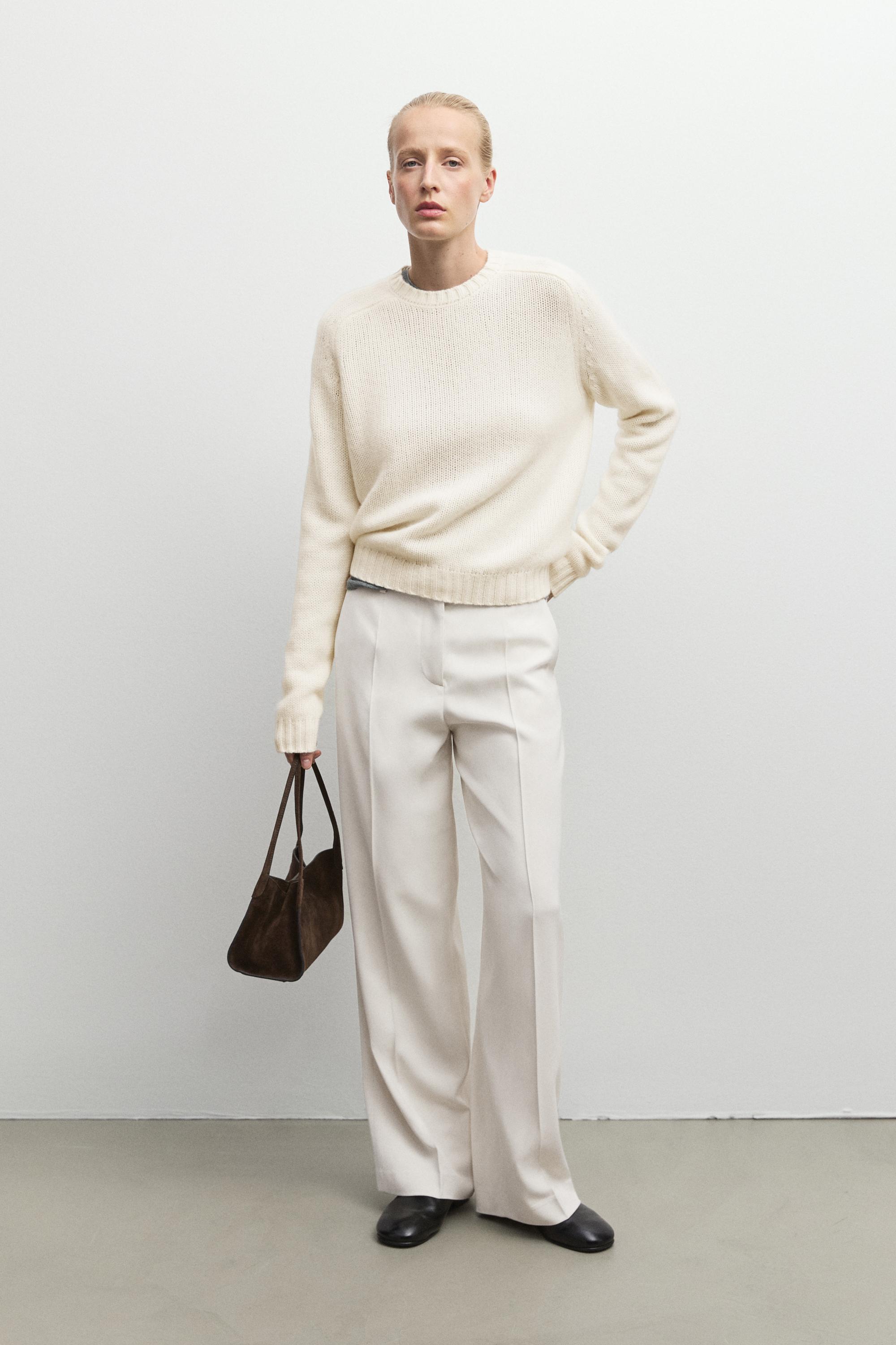 100% cashmere knit sweater - Vanilla