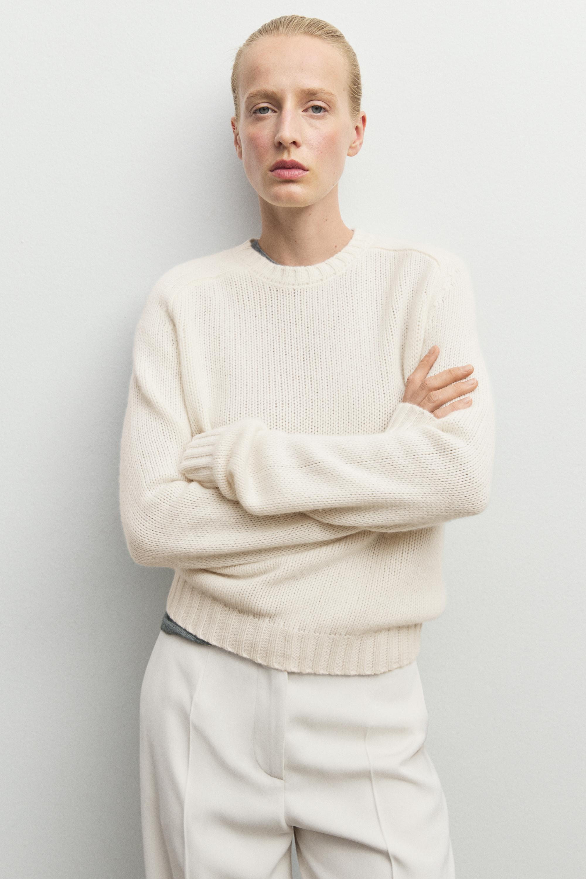 100% cashmere knit sweater - Vanilla