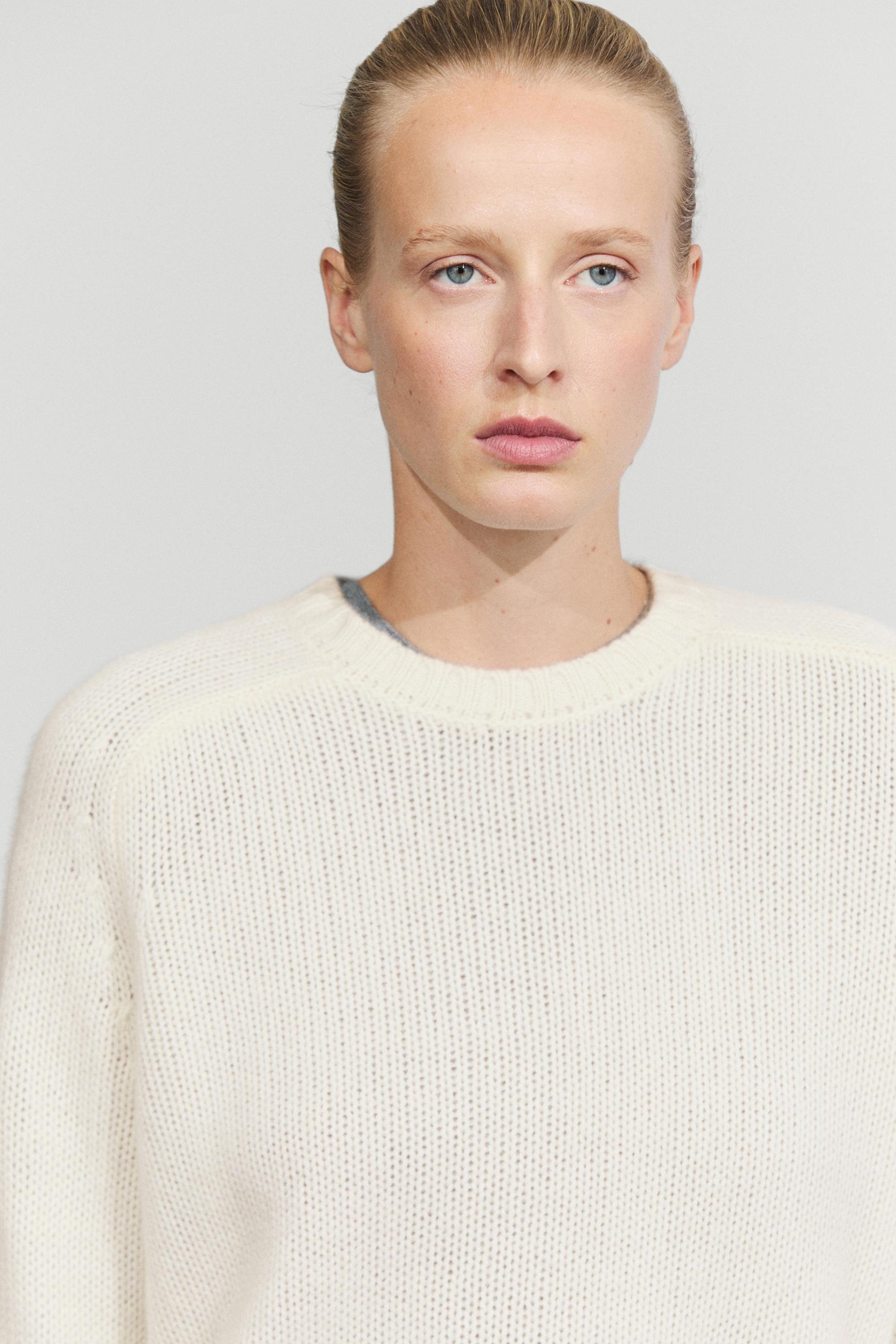 100% cashmere knit sweater - Vanilla