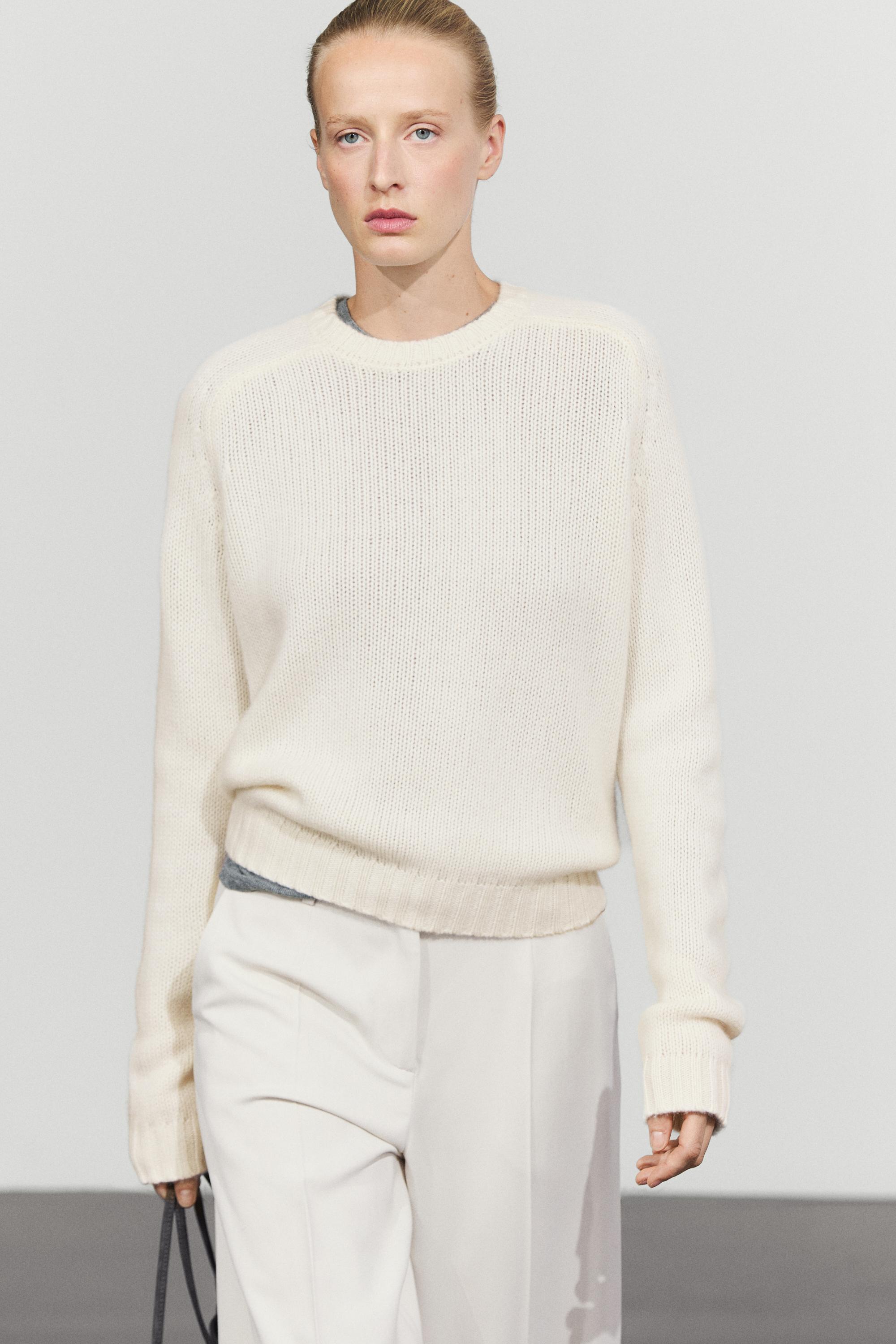 100% cashmere knit sweater - Vanilla