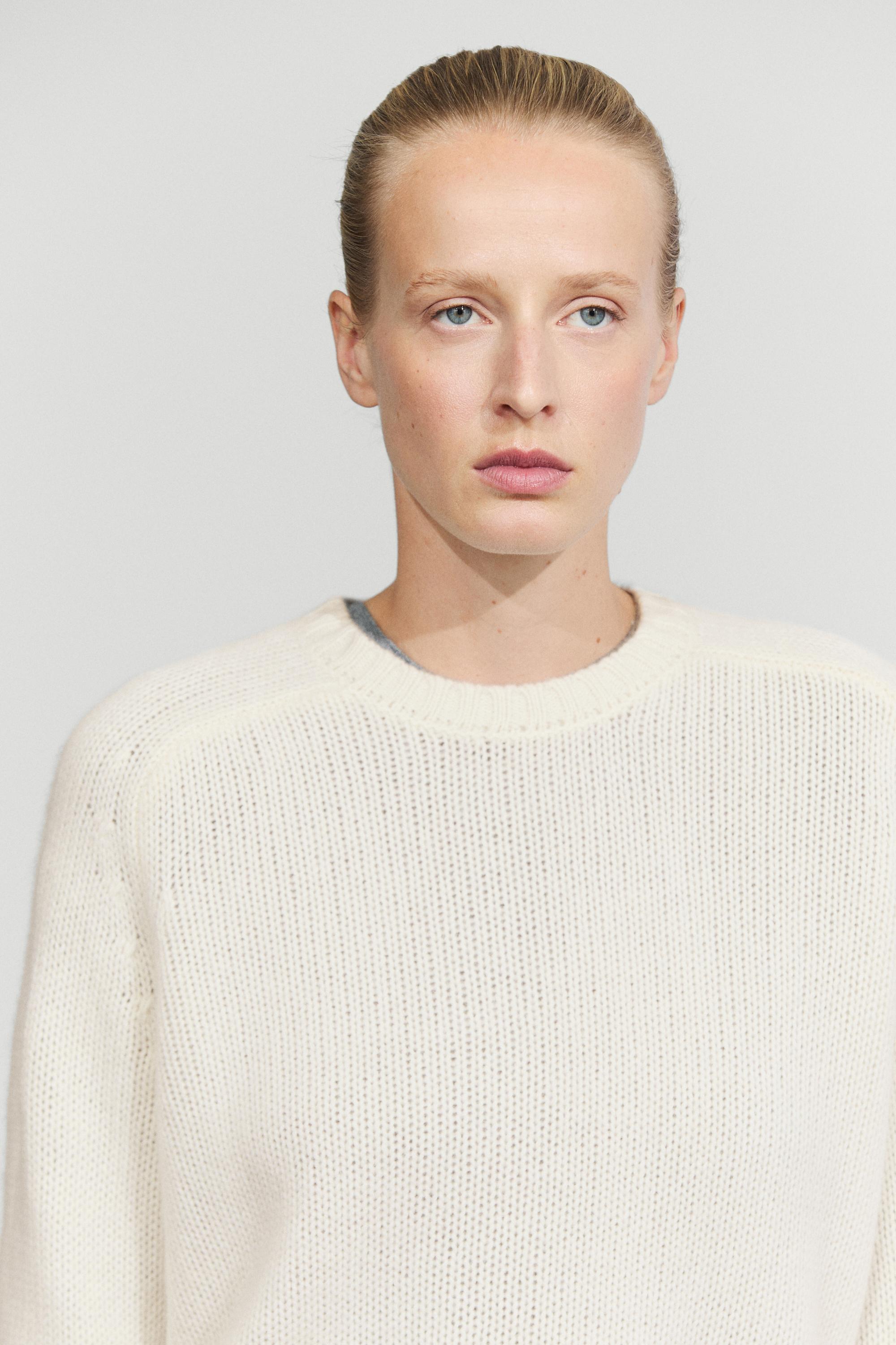 100% cashmere knit sweater - Vanilla