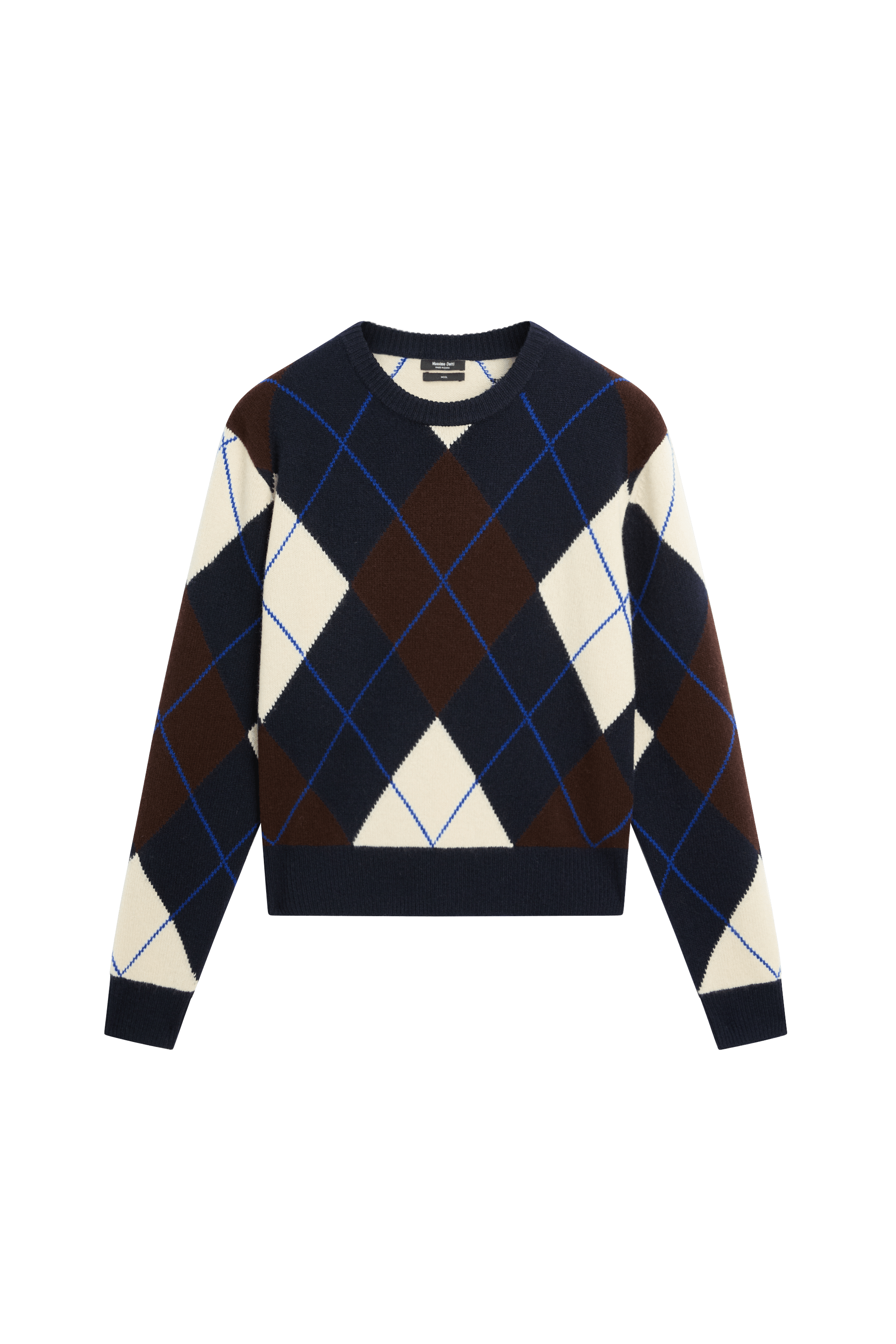 100% wool knit Argyle sweater - NAVY BLUE