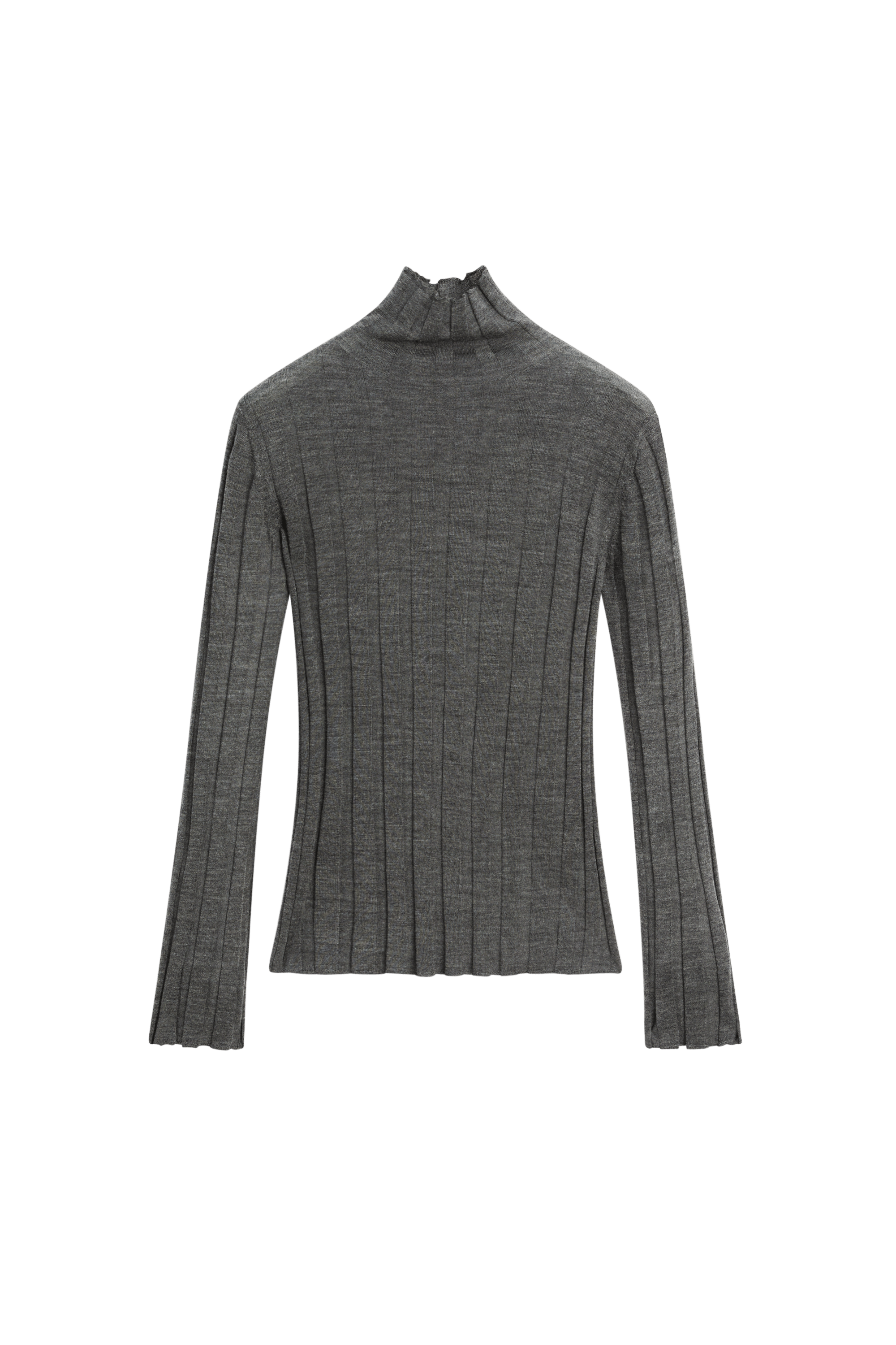 Ribbed mock turtleneck knit sweater - MEDIUM GREY