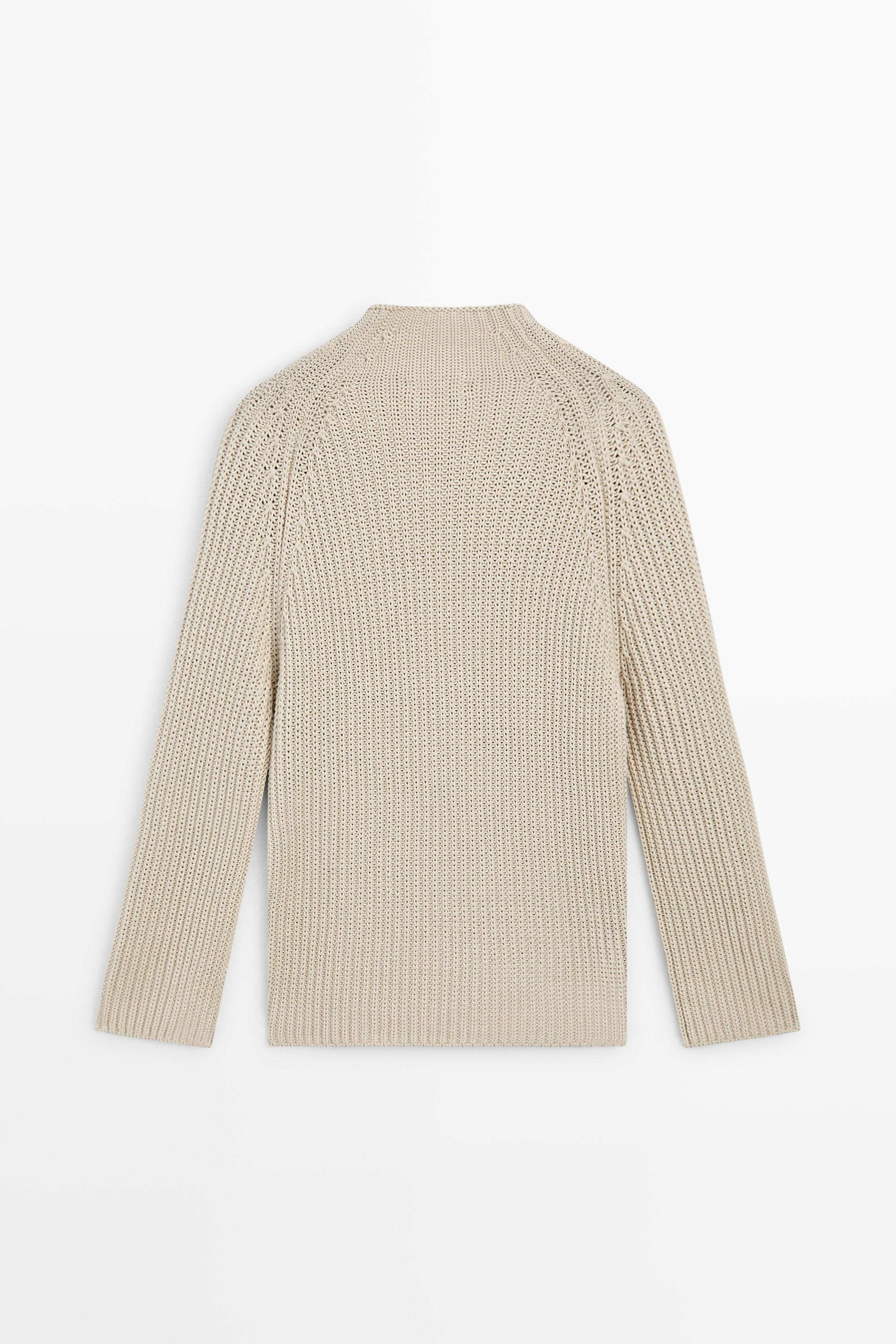 100% cotton purl knit sweater - STONE