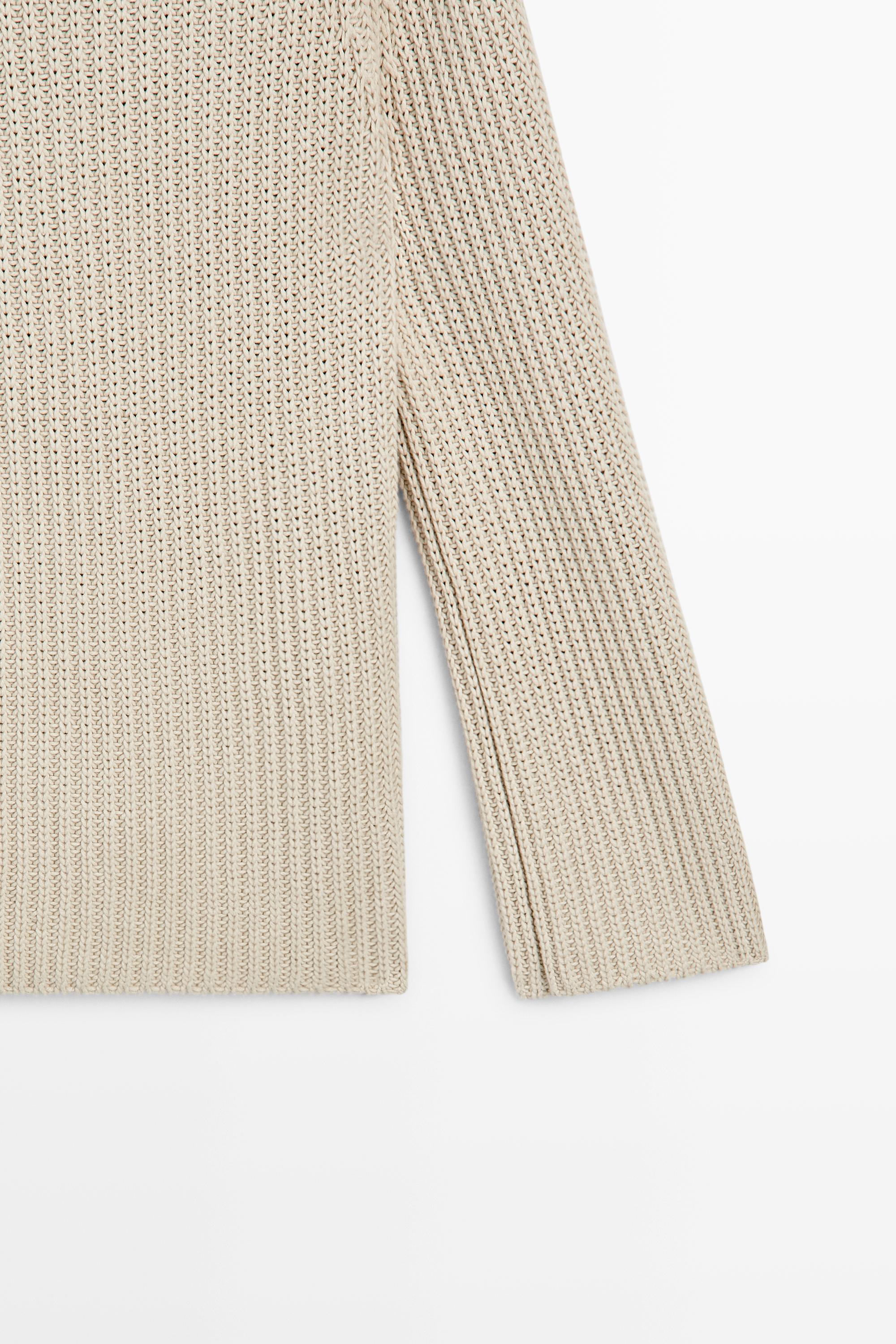 100% cotton purl knit sweater - STONE