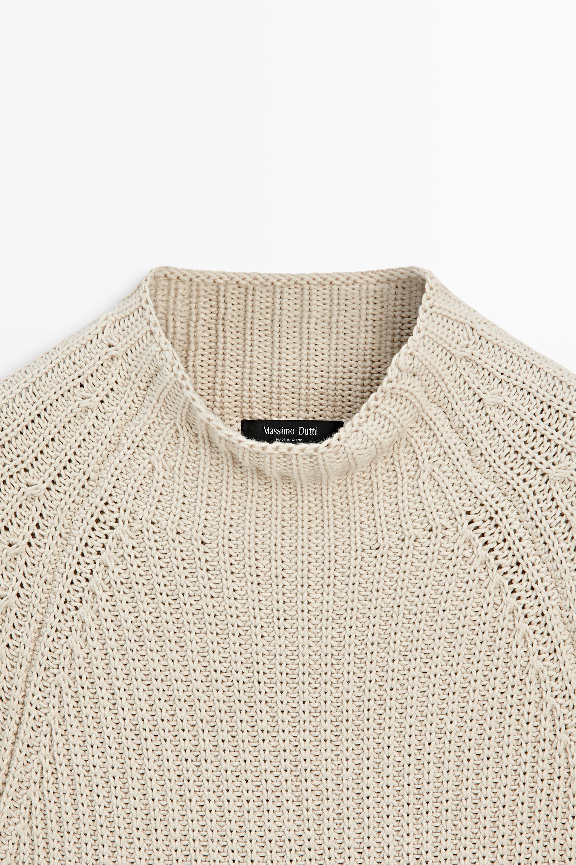 100% cotton purl knit sweater - STONE