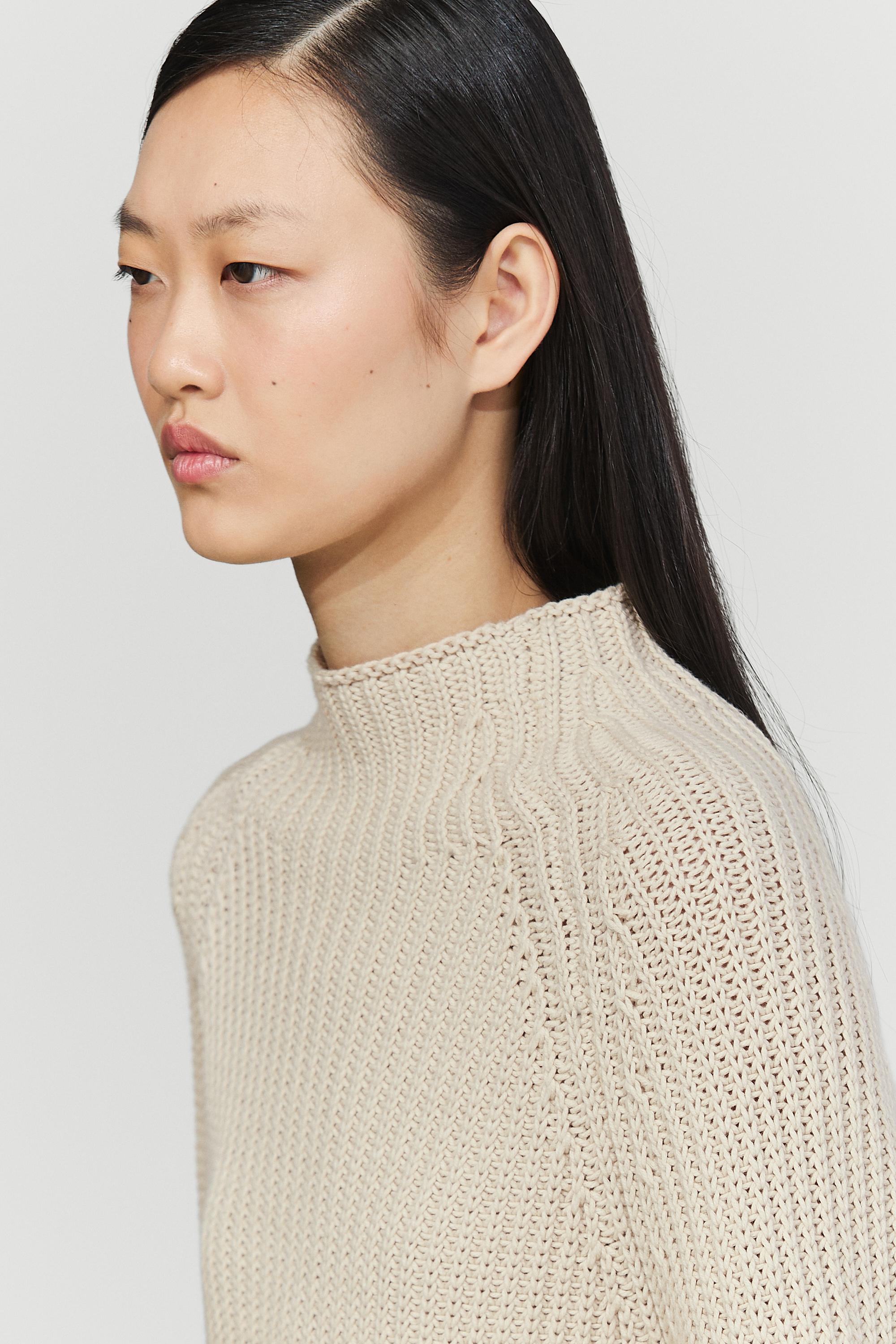 100% cotton purl knit sweater - STONE