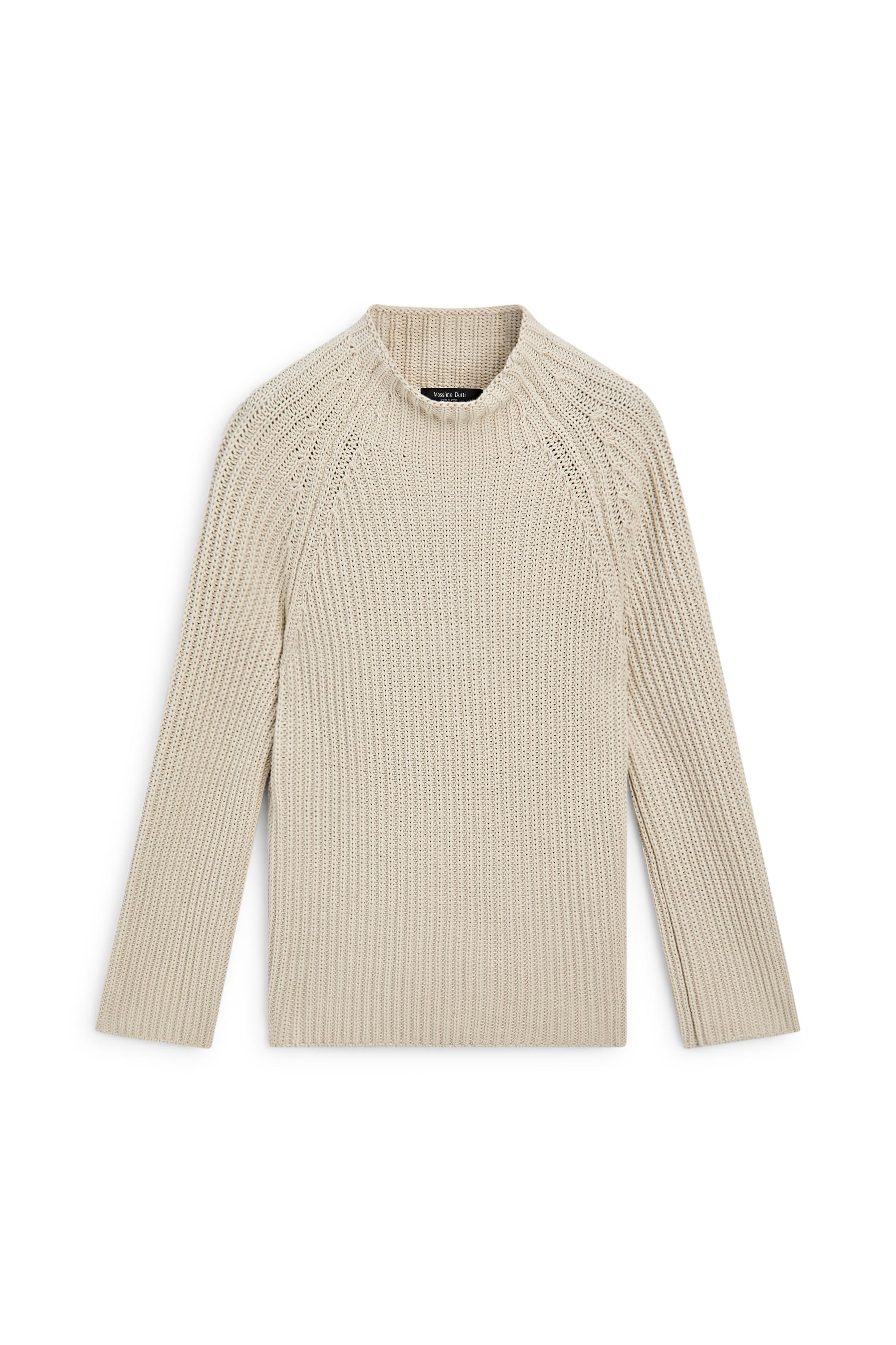 100% cotton purl knit sweater - STONE