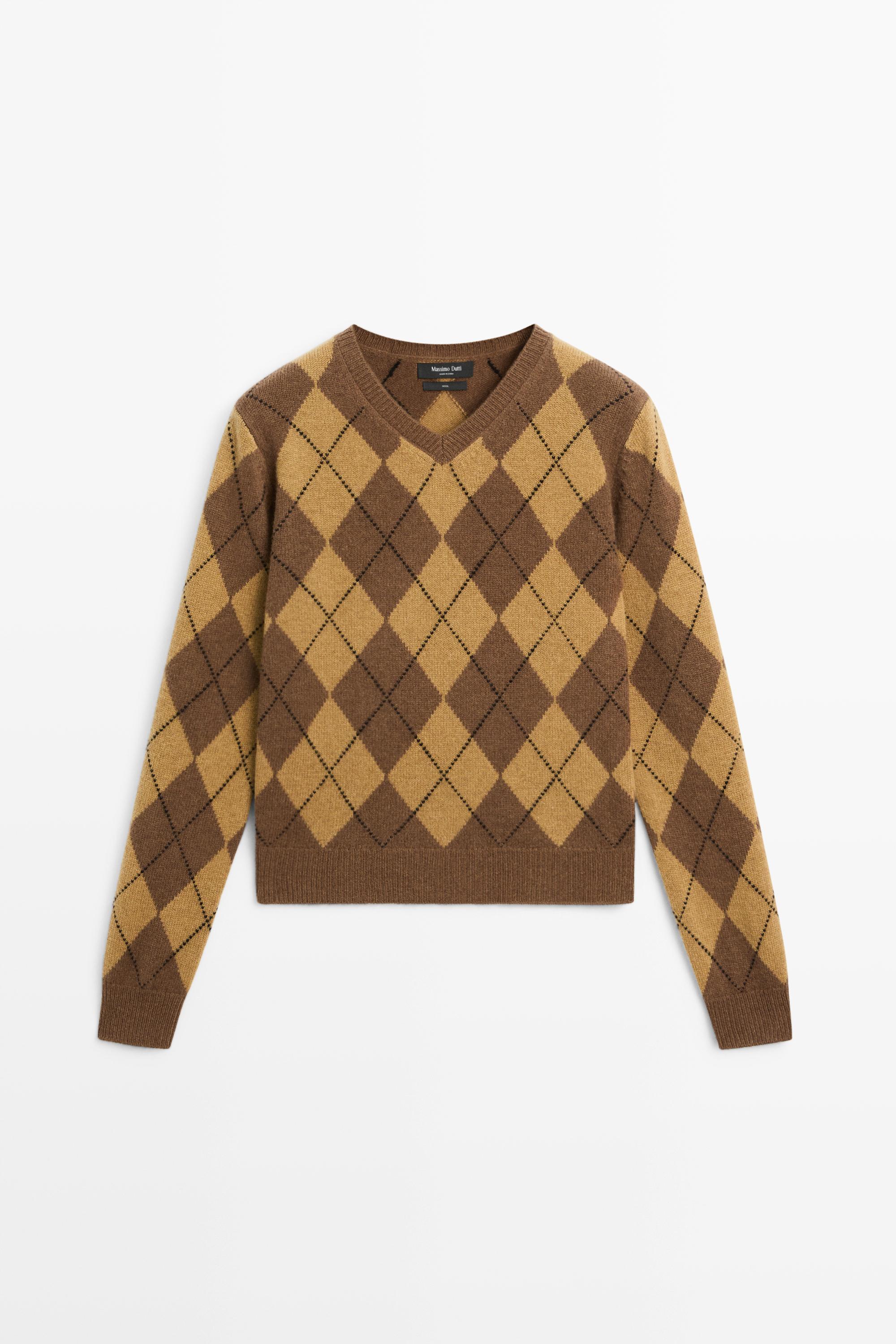 100% wool diamond knit sweater - Washed