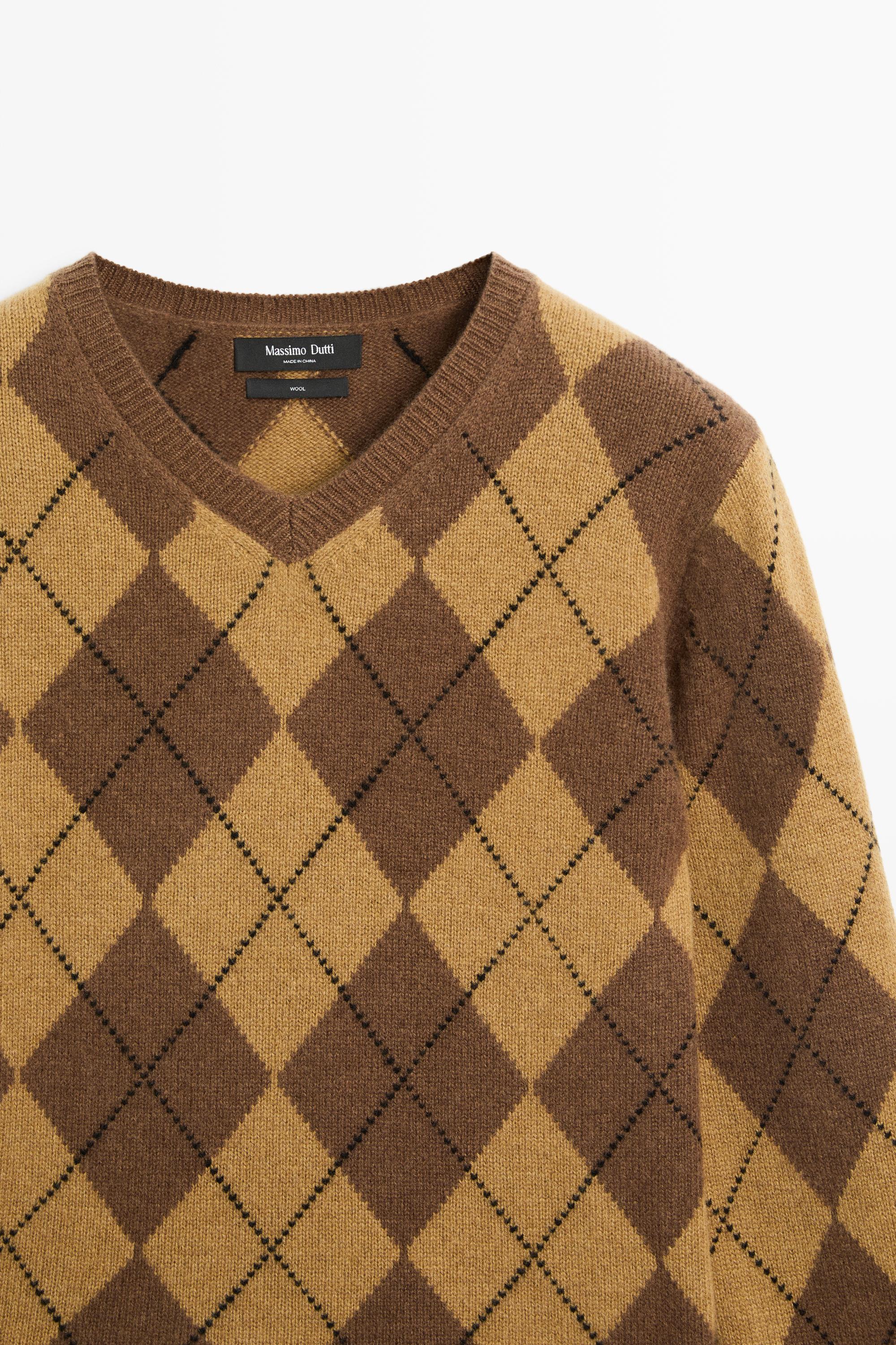 100% wool diamond knit sweater - Washed
