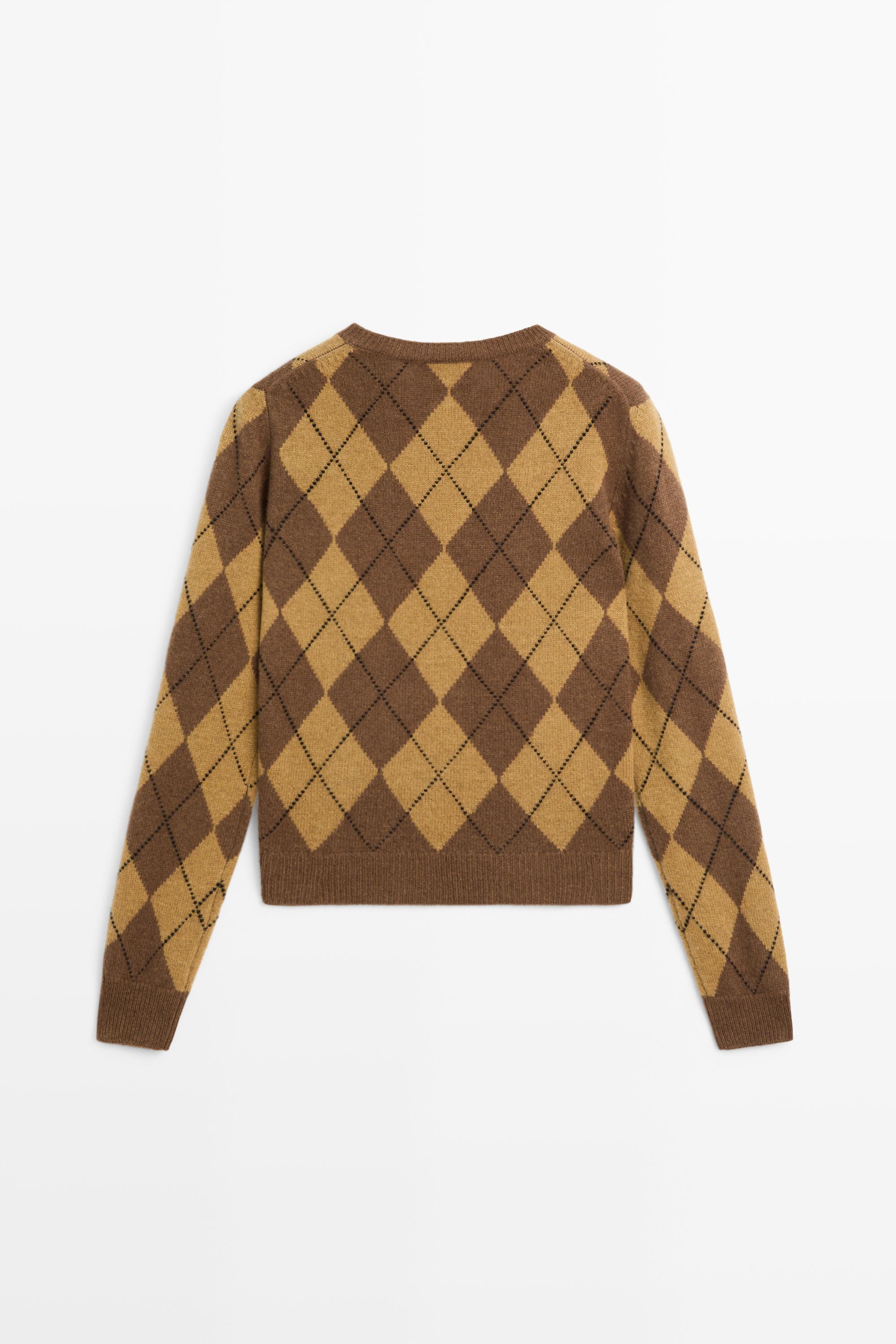 100% wool diamond knit sweater - Washed