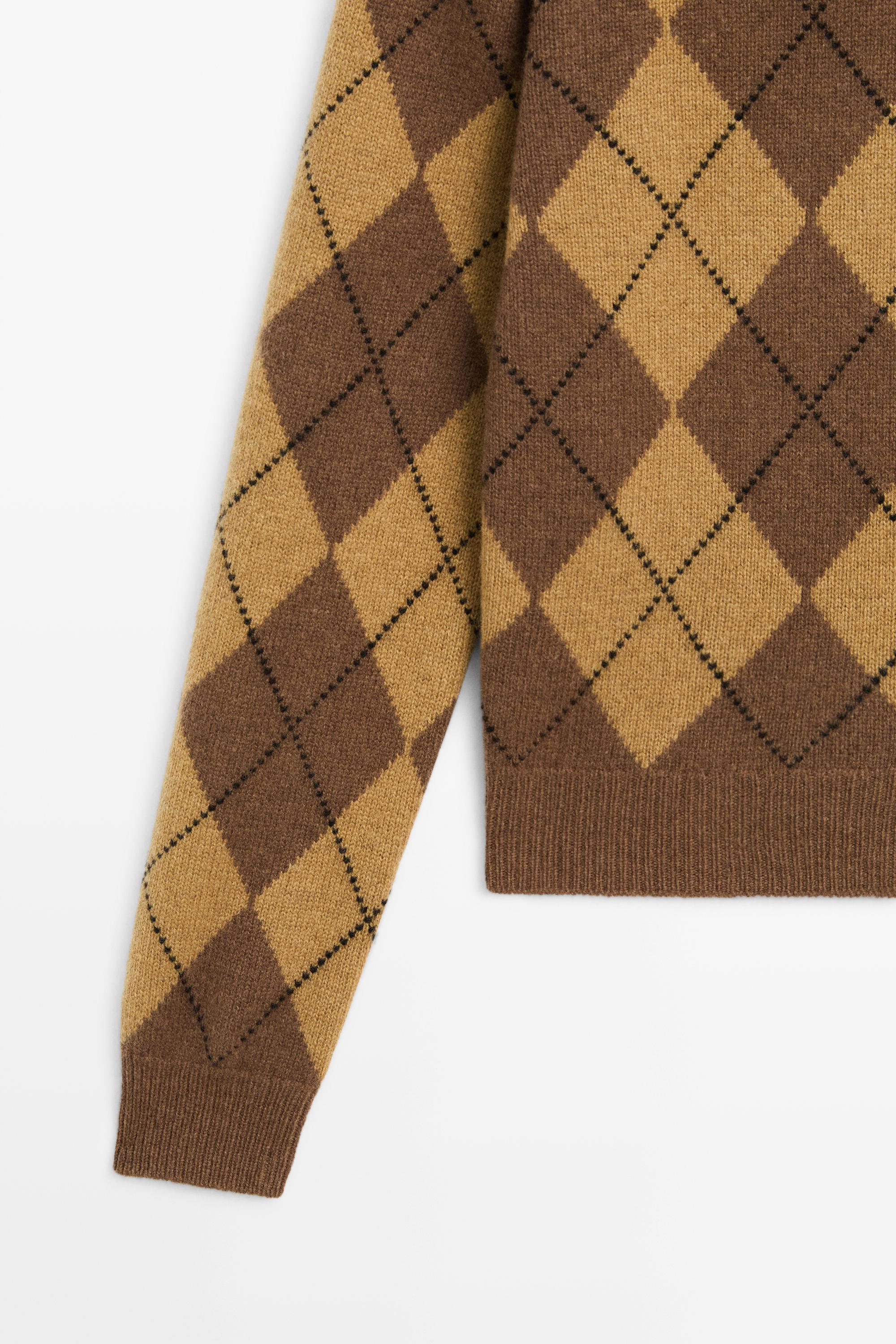 100% wool diamond knit sweater - Washed