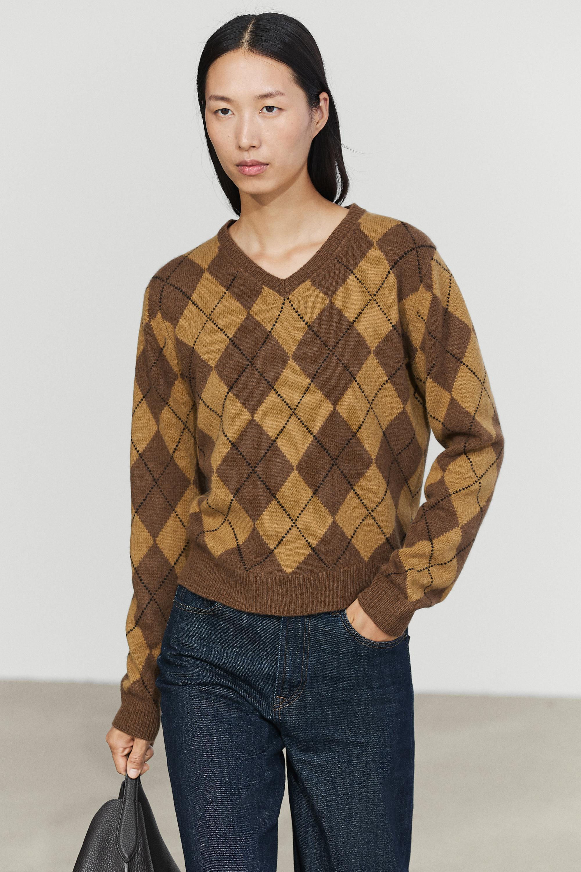 100% wool diamond knit sweater - Washed