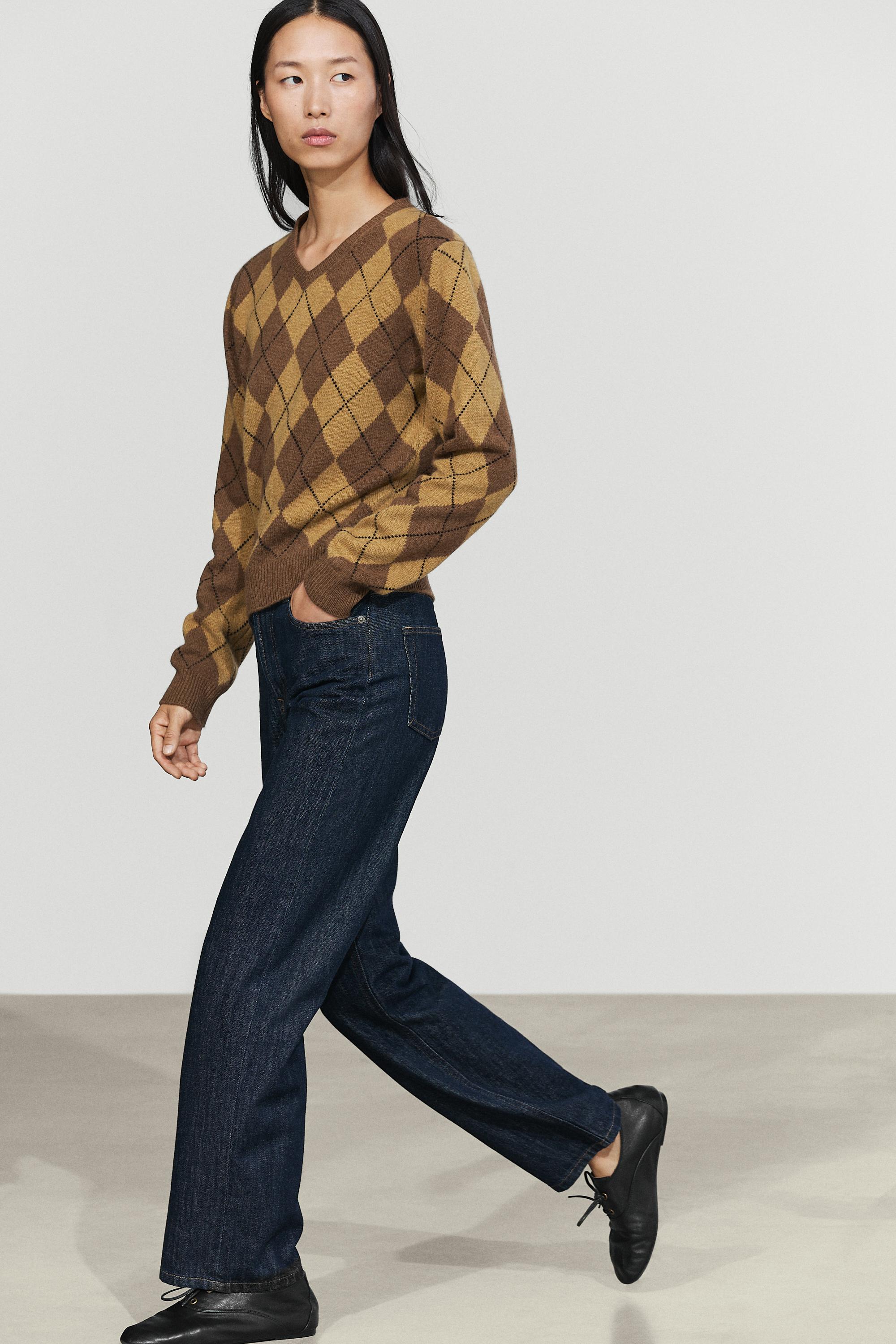 100% wool diamond knit sweater - Washed