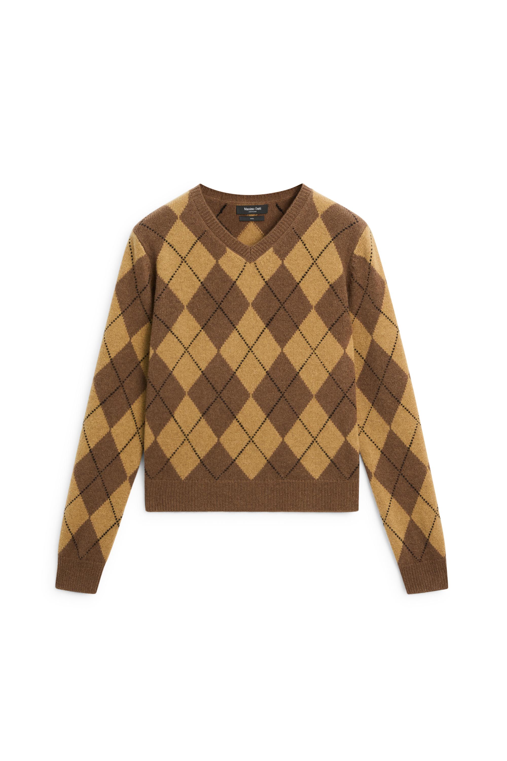 100% wool diamond knit sweater - Washed