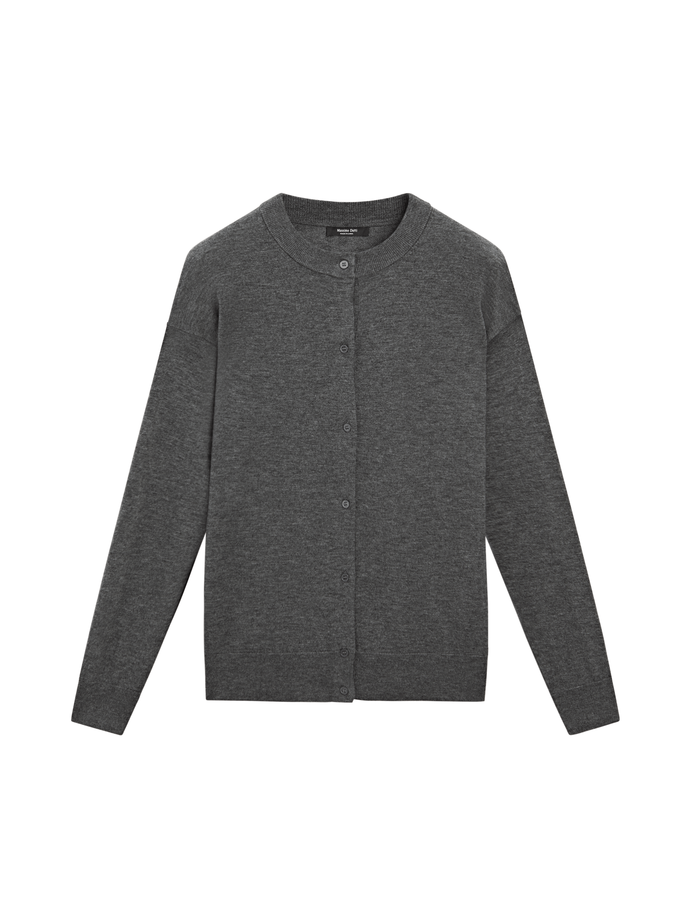 Long knit buttoned cardigan - MEDIUM GREY