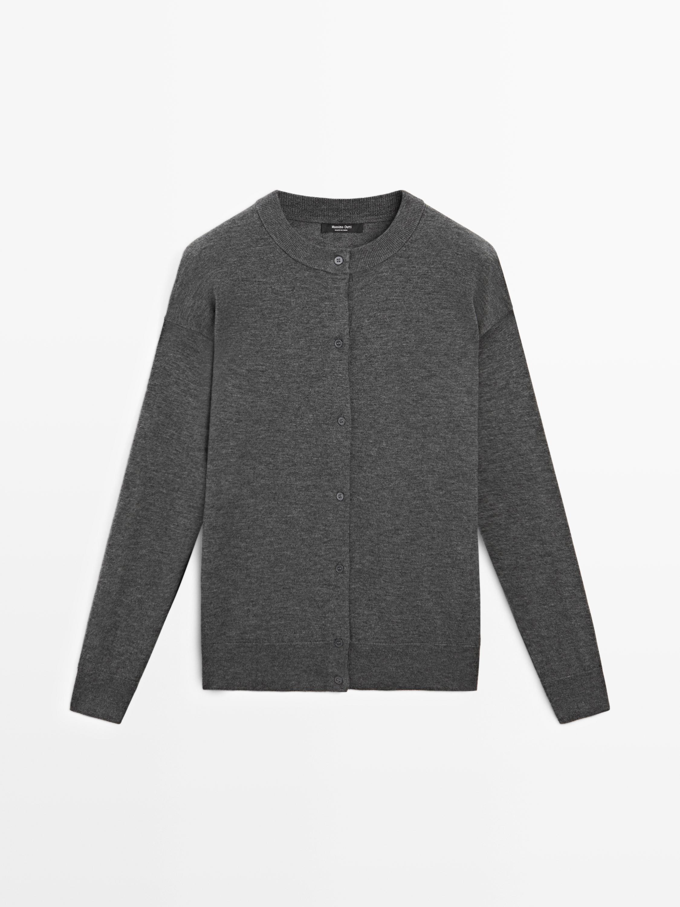 Long knit buttoned cardigan - MEDIUM GREY