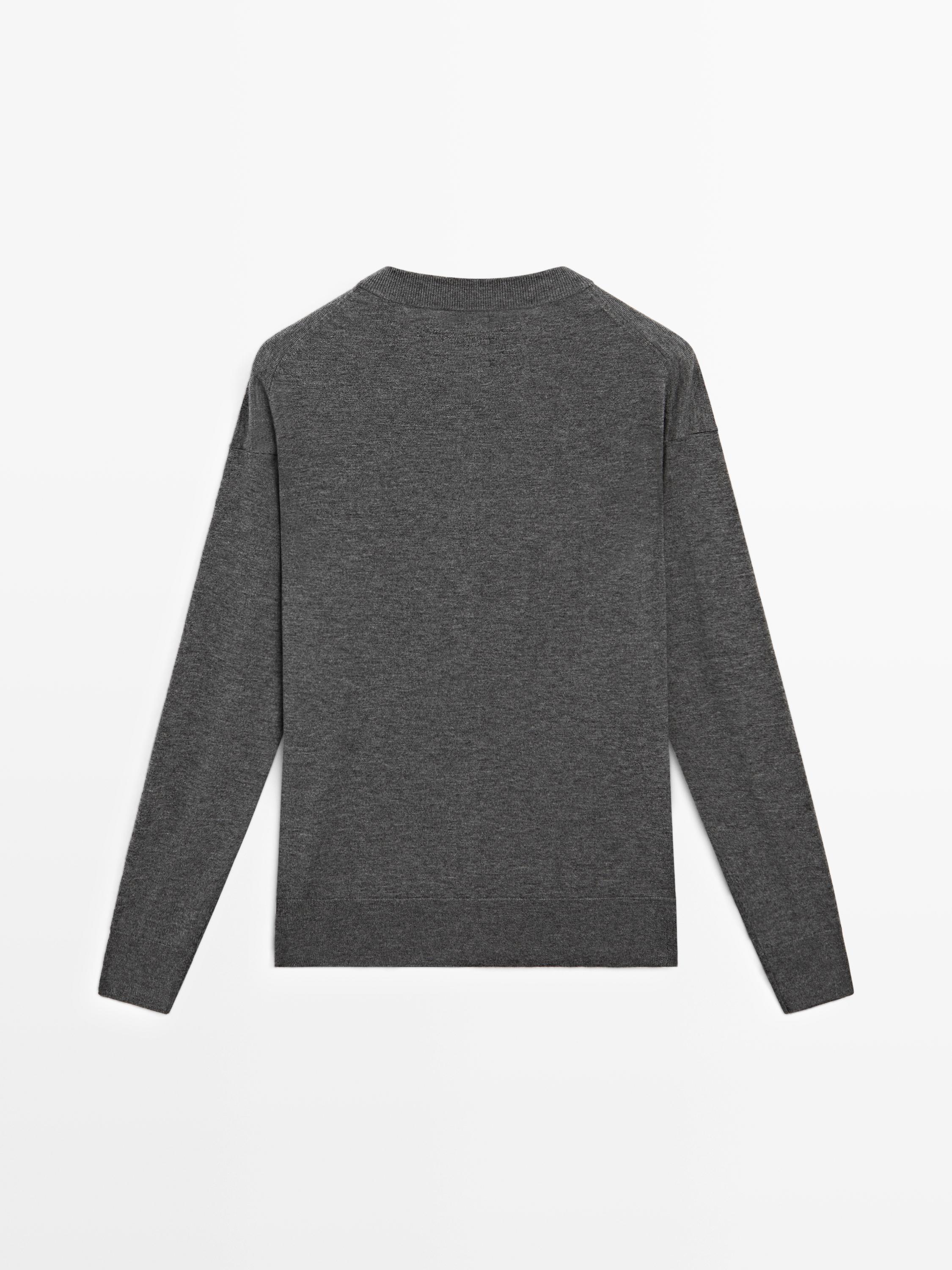Long knit buttoned cardigan - MEDIUM GREY