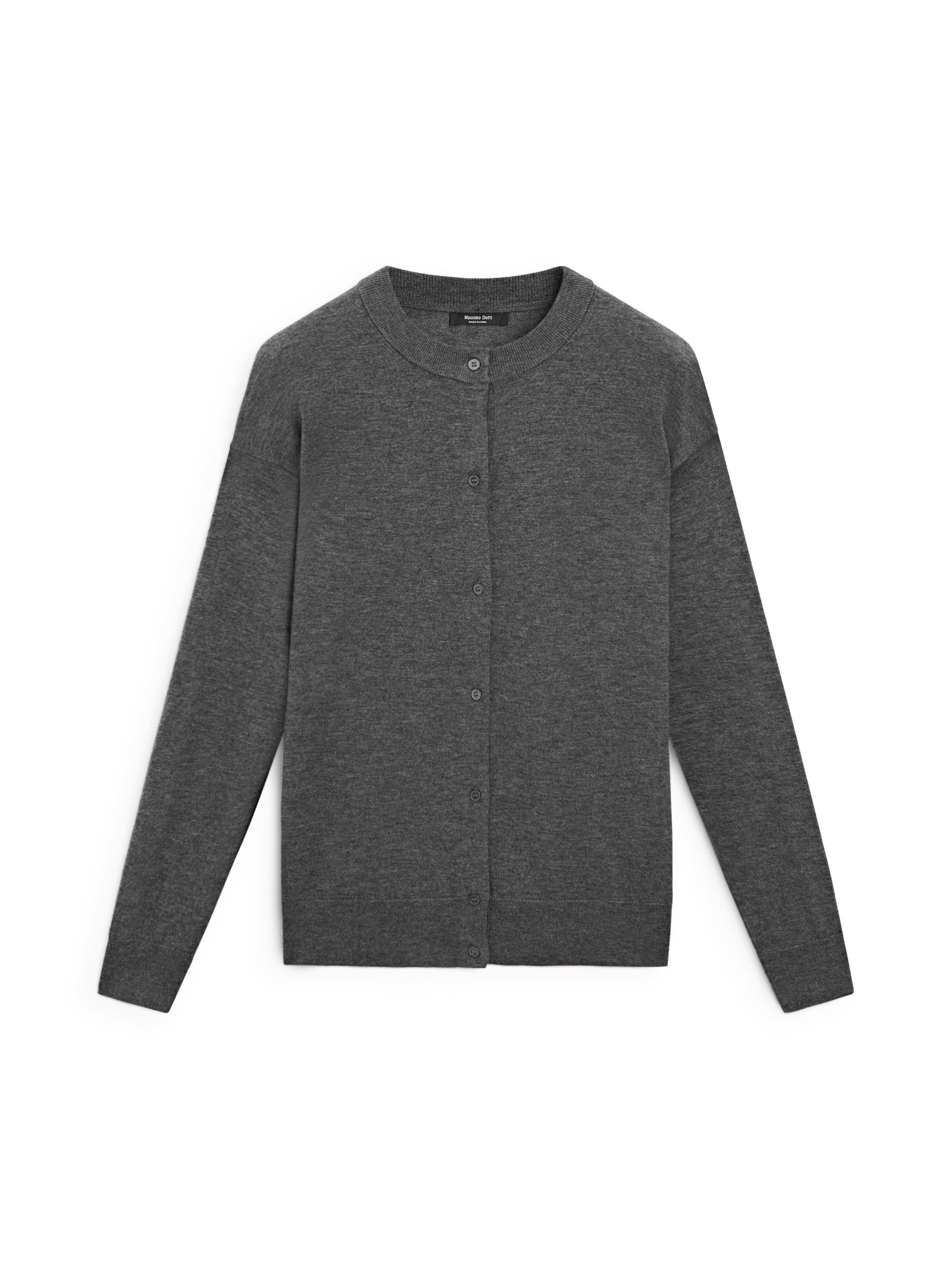 Long knit buttoned cardigan - MEDIUM GREY