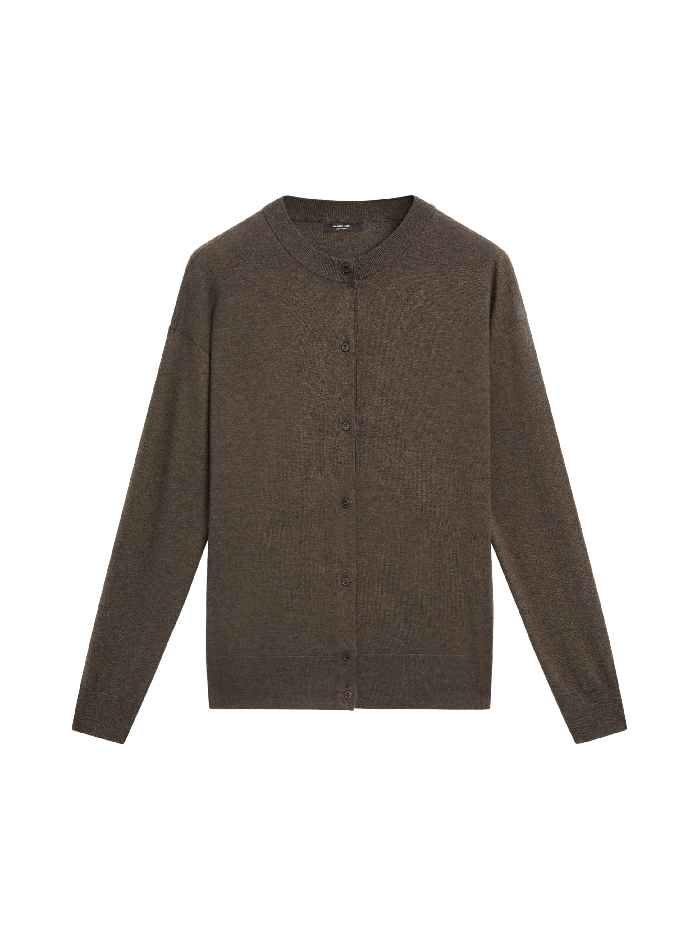 Long knit buttoned cardigan - MOLE BROWN
