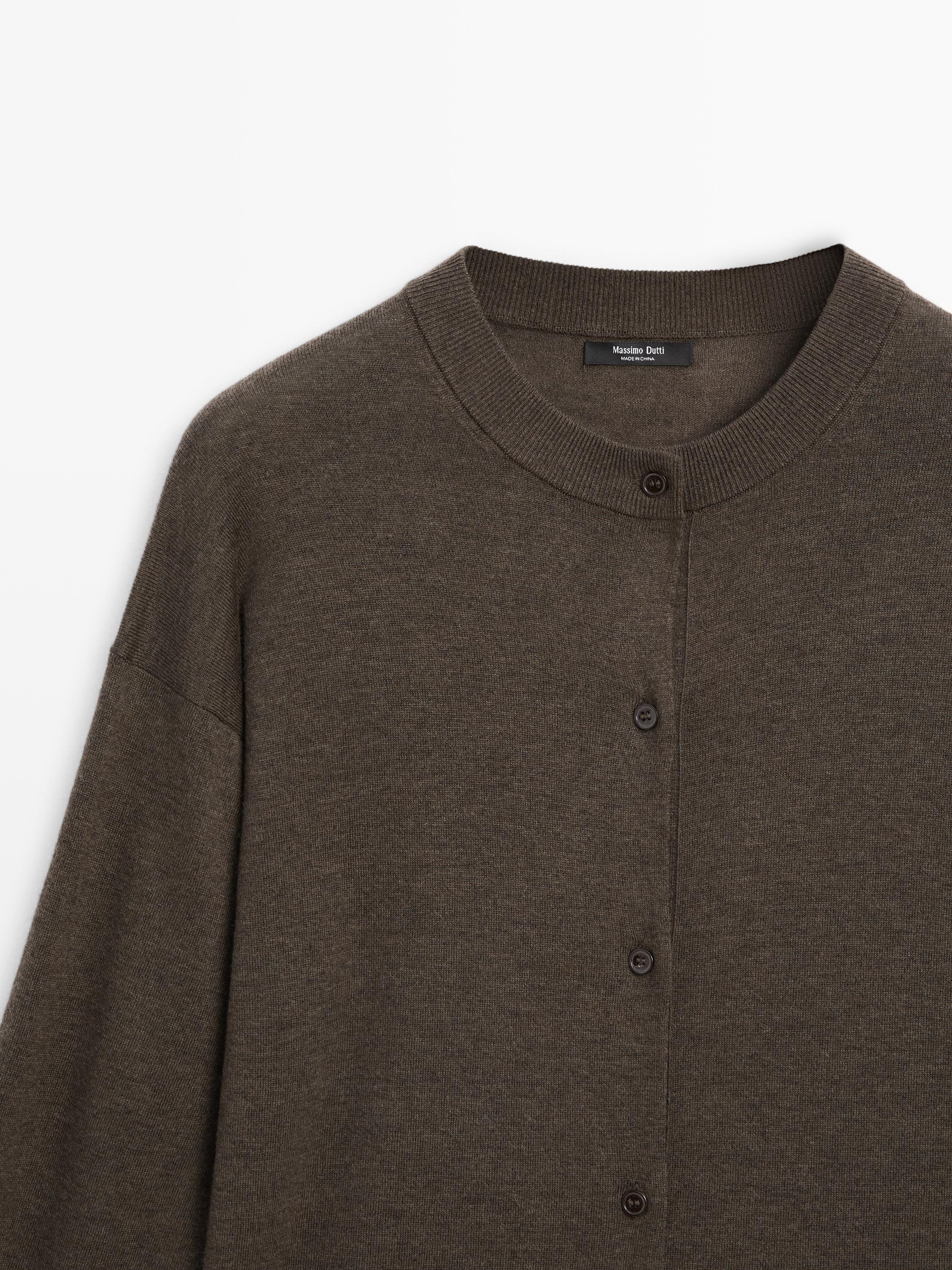 Long knit buttoned cardigan - MOLE BROWN