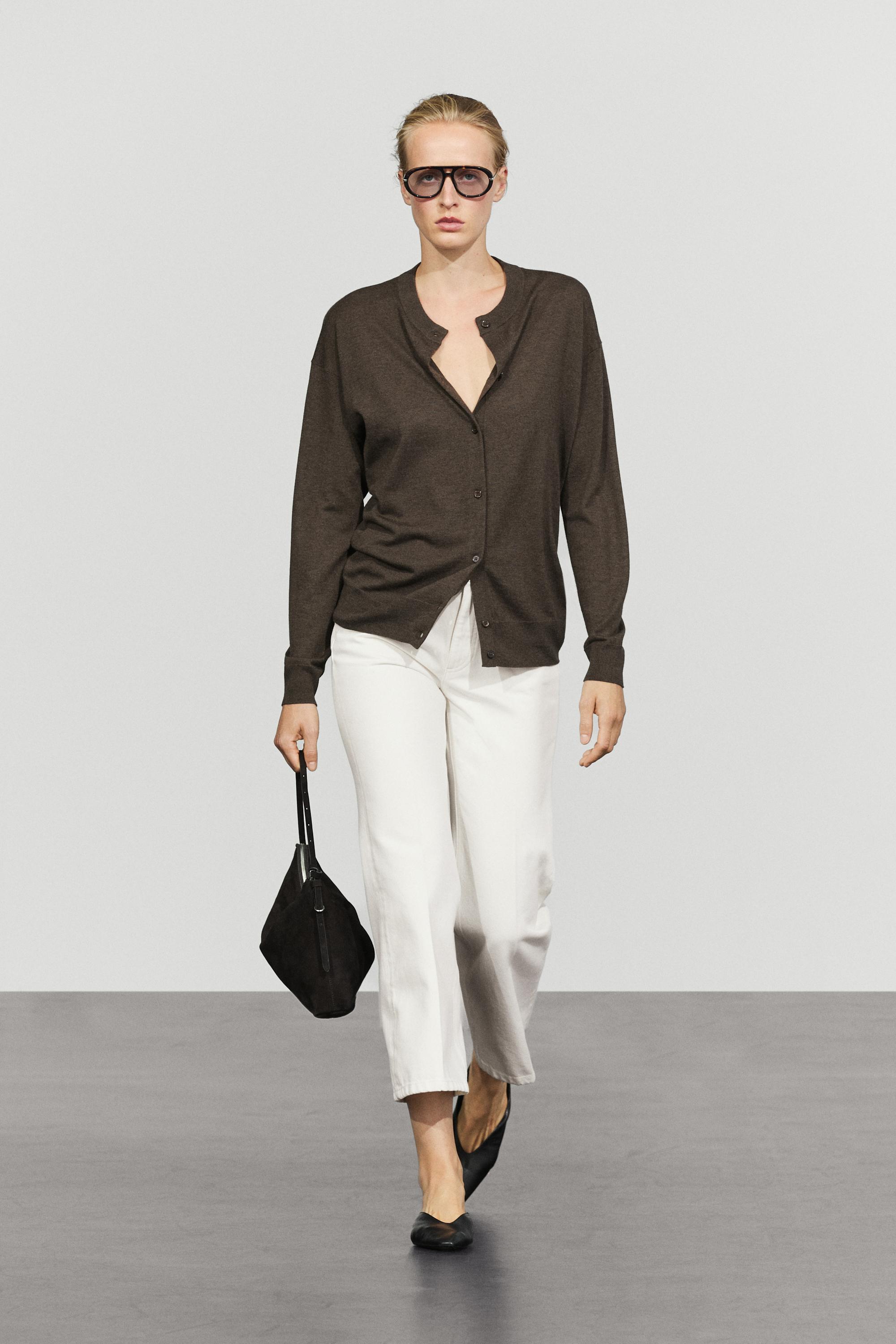 Long knit buttoned cardigan - MOLE BROWN