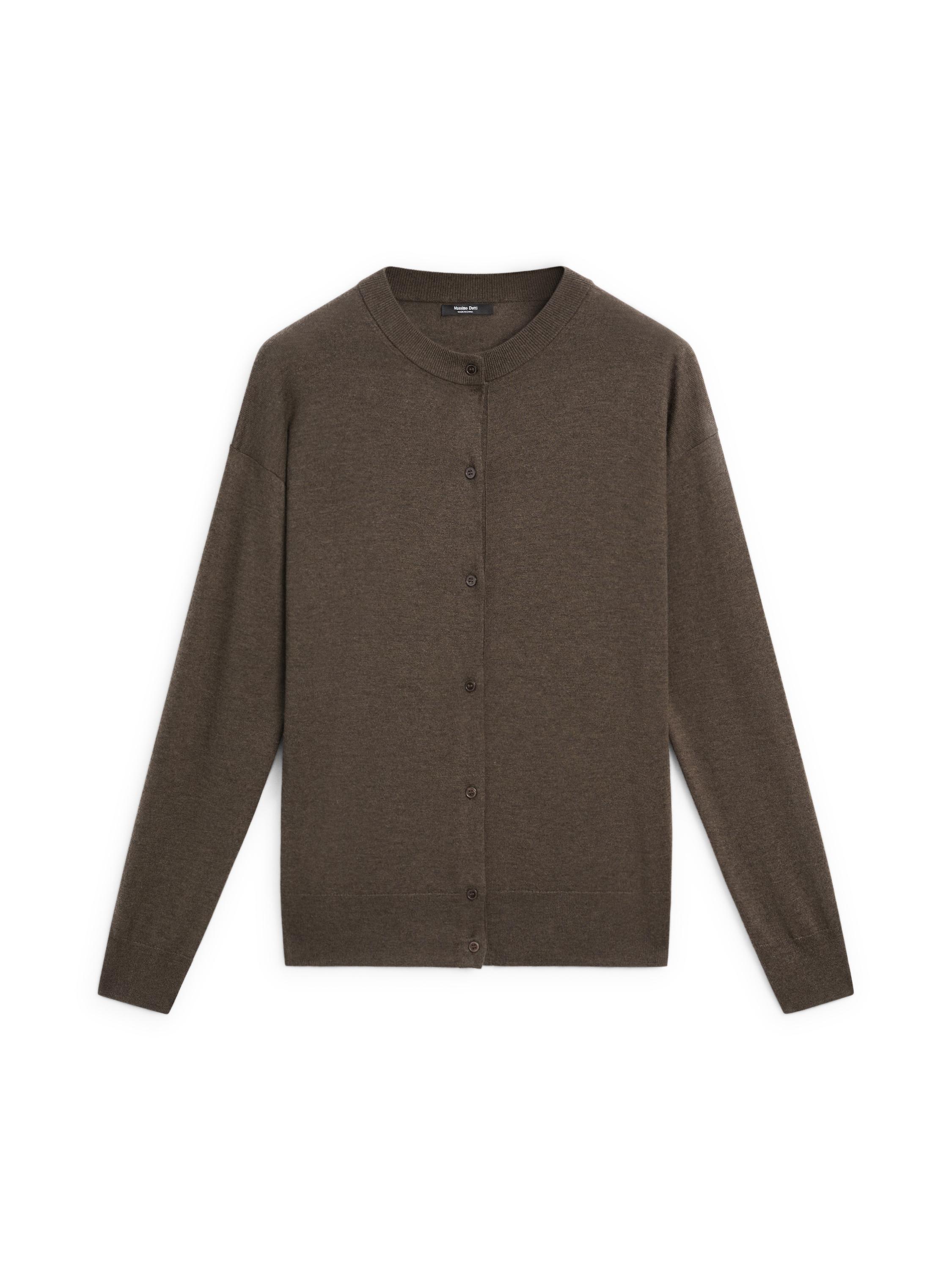 Long knit buttoned cardigan - MOLE BROWN