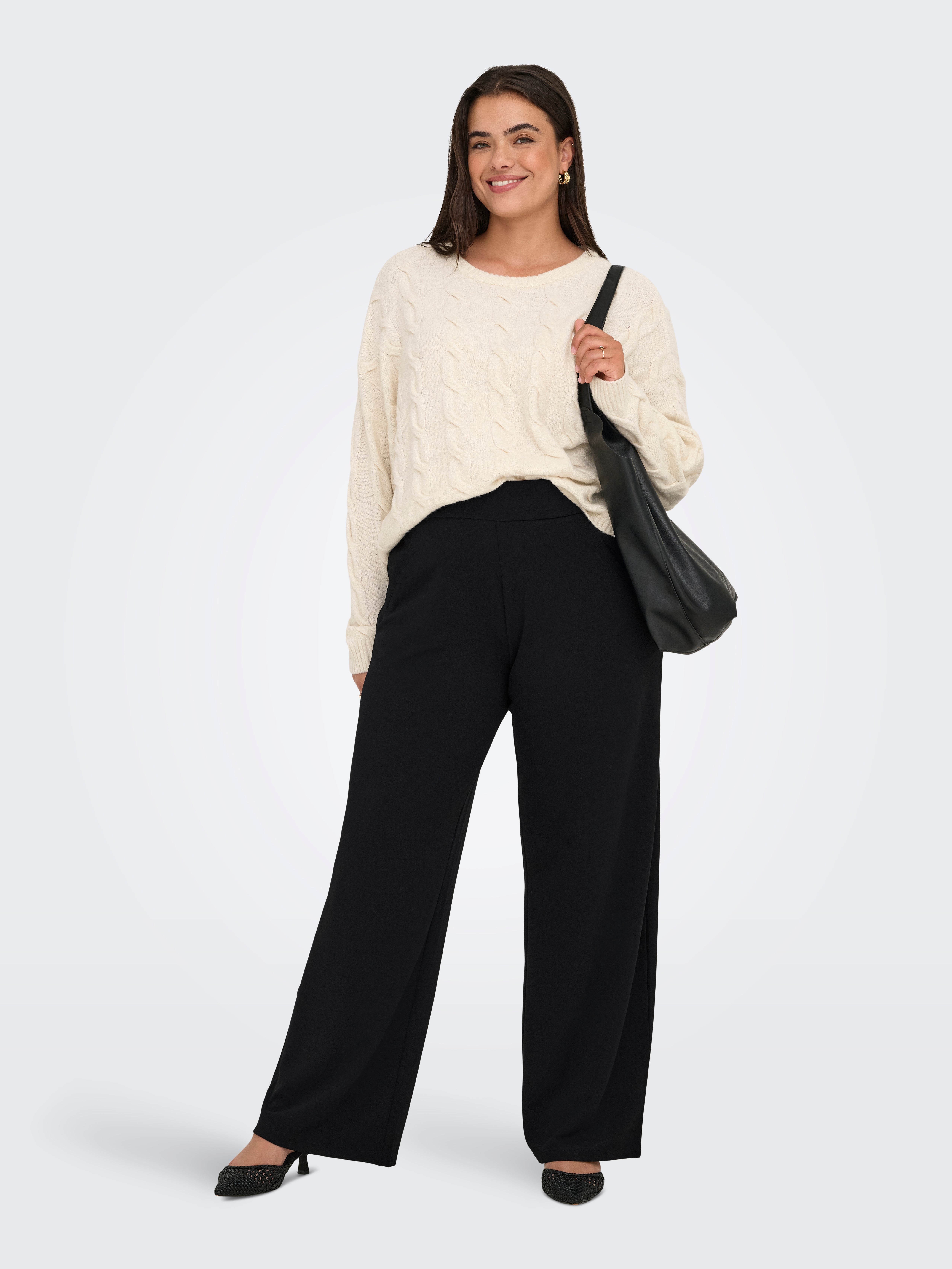 CARSANIA Regular Fit Wide-leg trousers Black