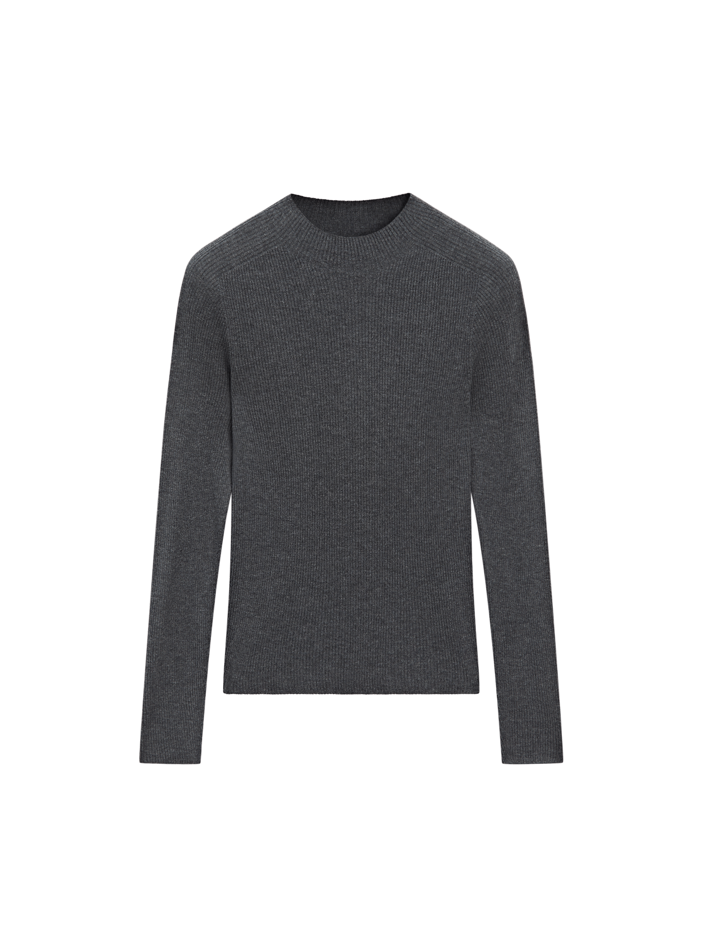 Ribbed knit mock turtleneck sweater - ANTHRACITE GREY
