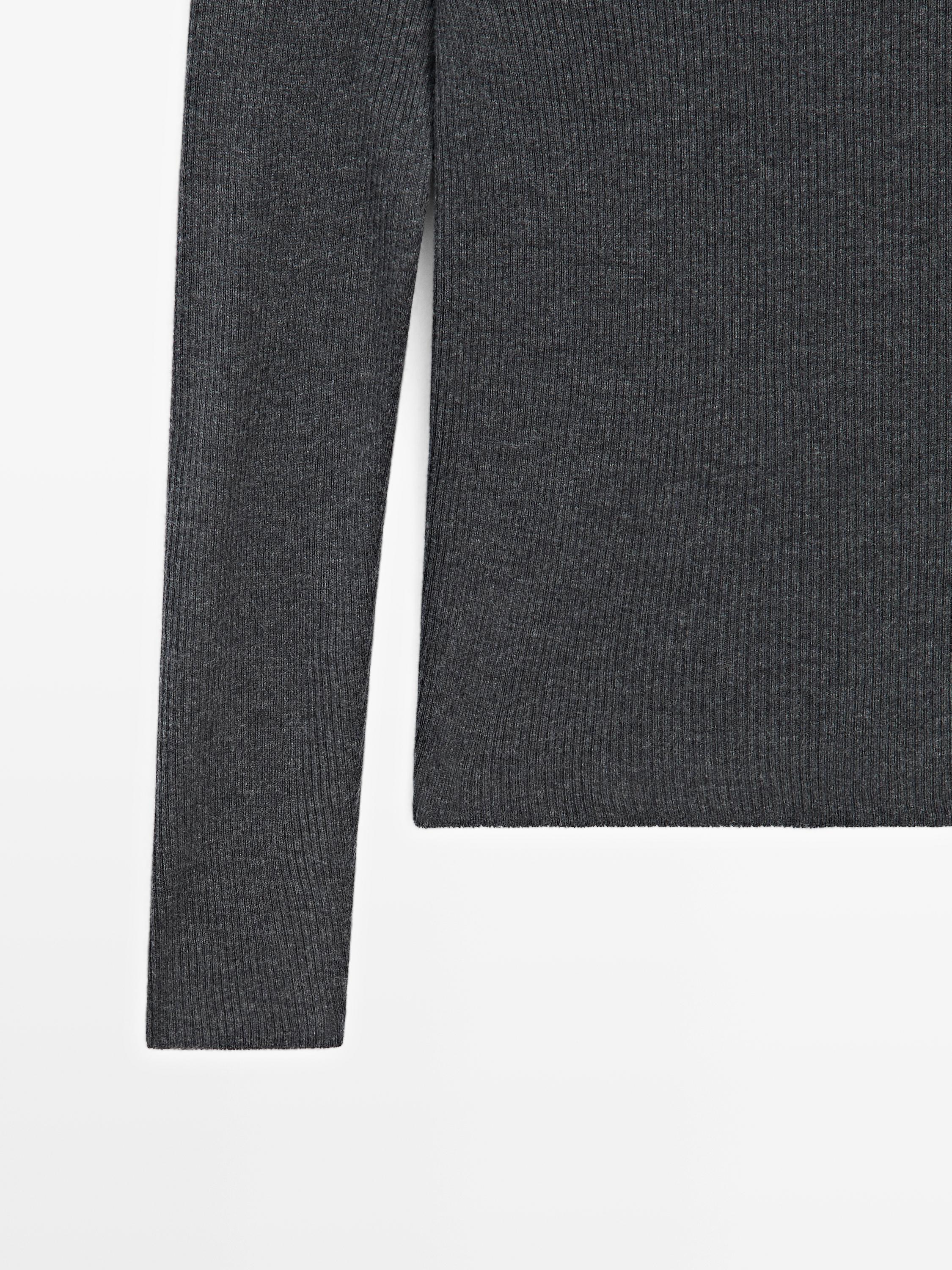 Ribbed knit mock turtleneck sweater - ANTHRACITE GREY