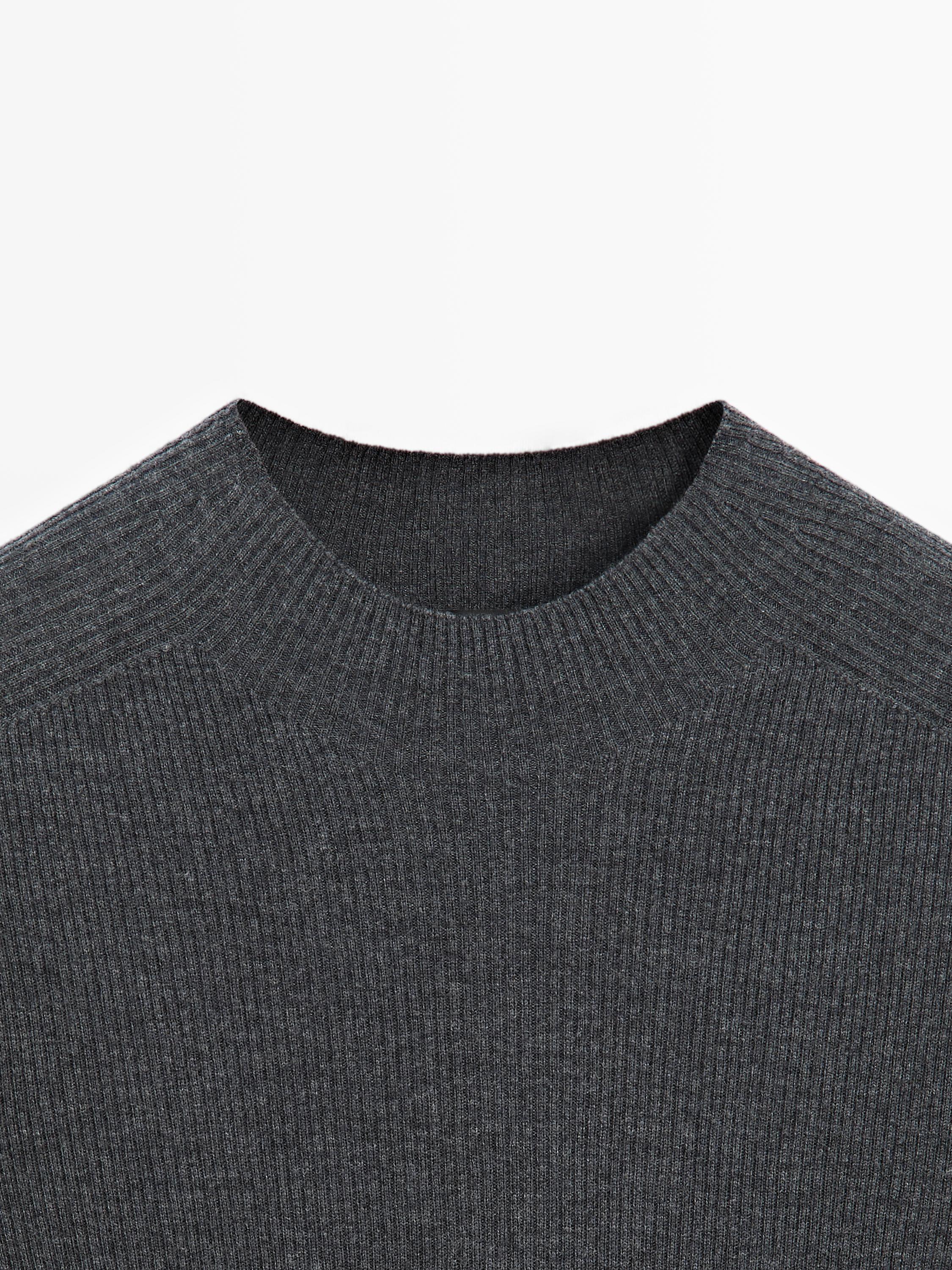 Ribbed knit mock turtleneck sweater - ANTHRACITE GREY
