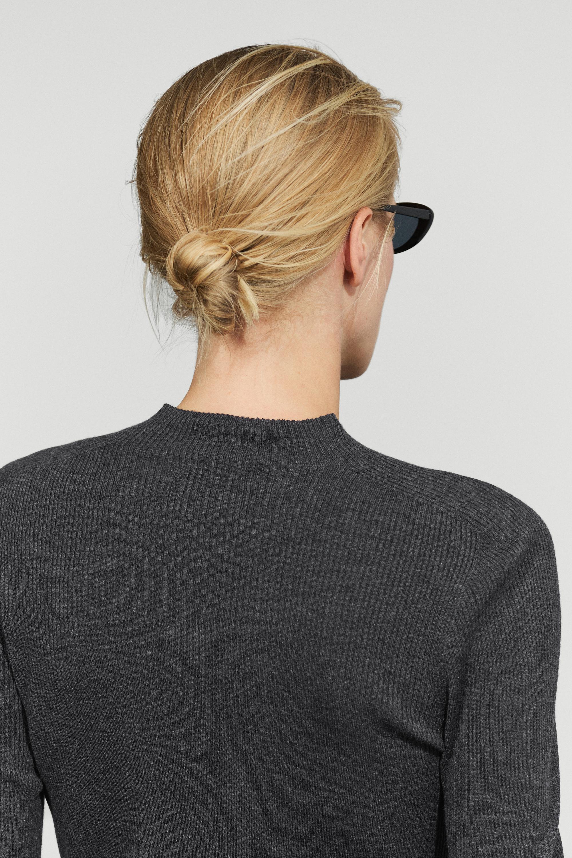 Ribbed knit mock turtleneck sweater - ANTHRACITE GREY