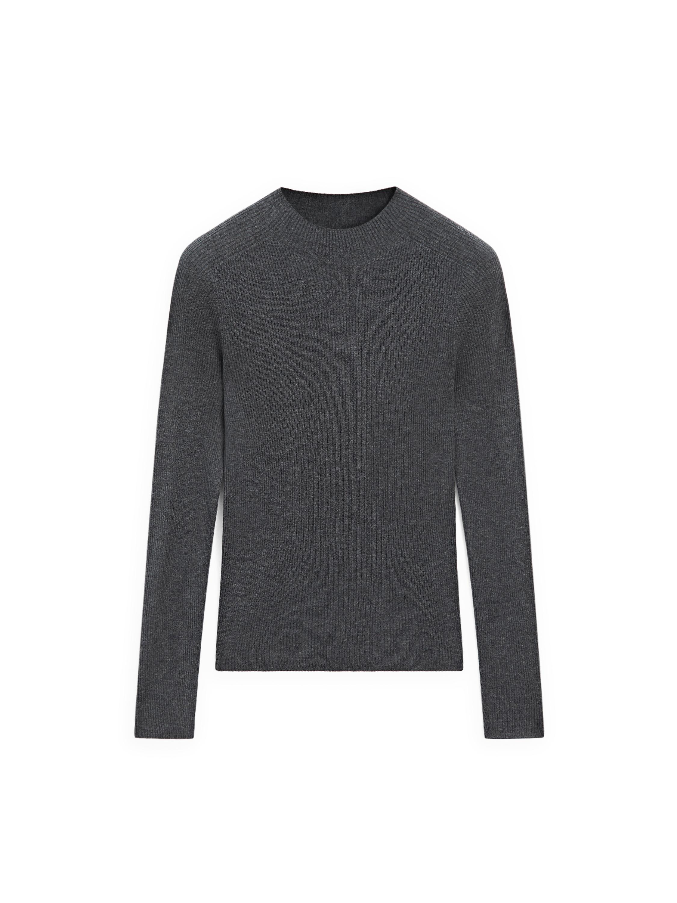 Ribbed knit mock turtleneck sweater - ANTHRACITE GREY
