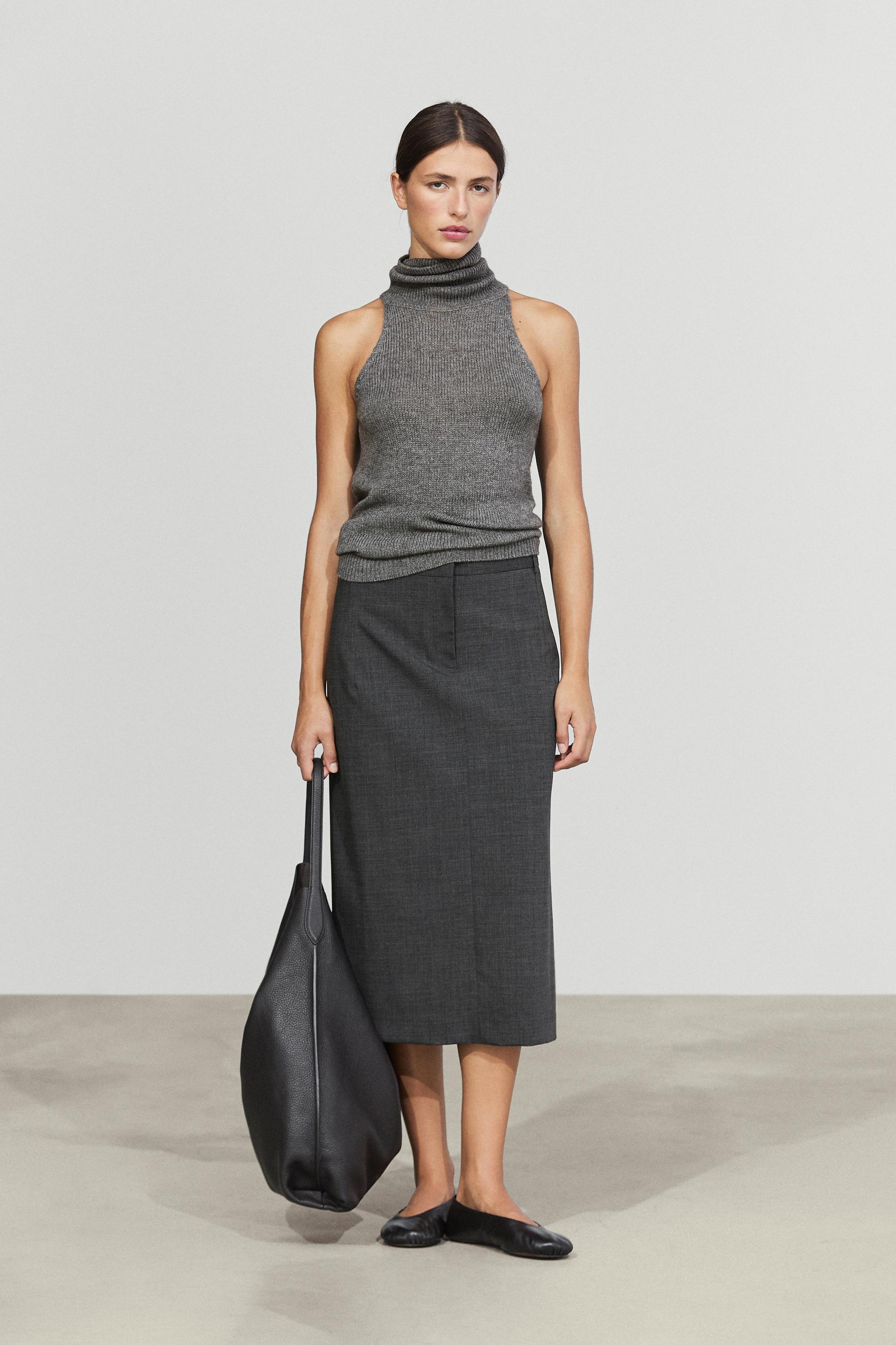Halter neck knit top - GREY