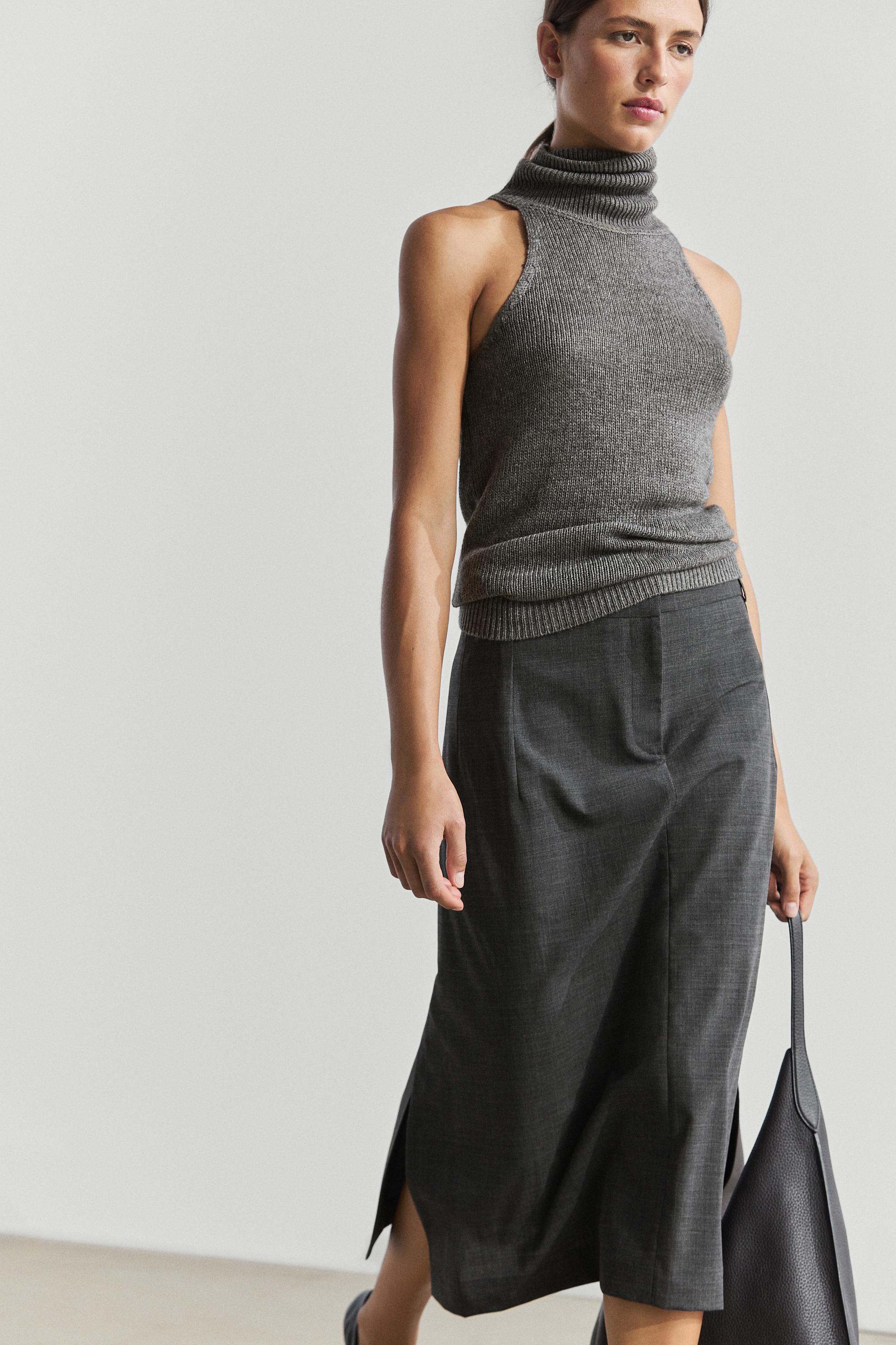 Halter neck knit top - GREY